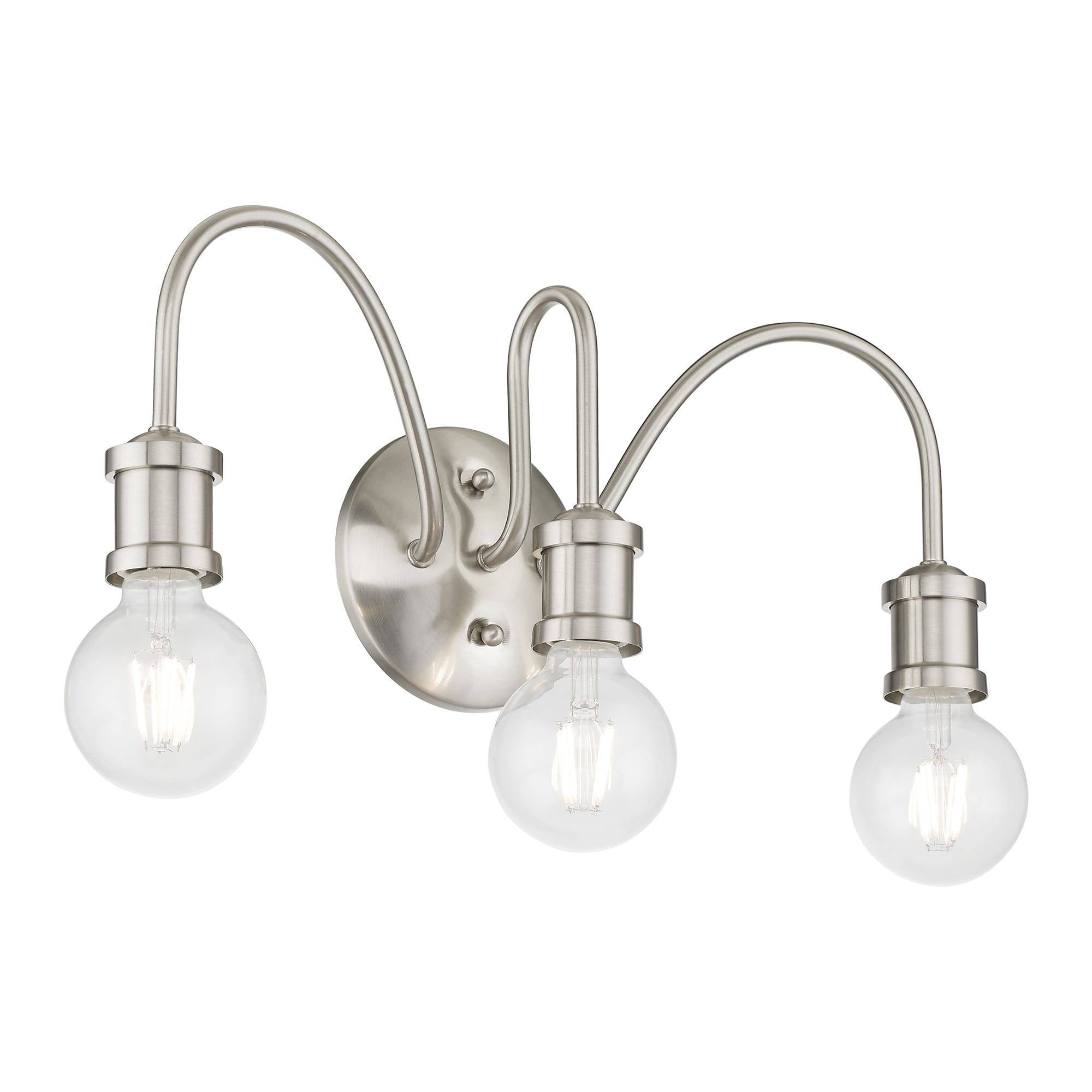 Brushed Nickel 3-Light Dimmable Vanity Fixture