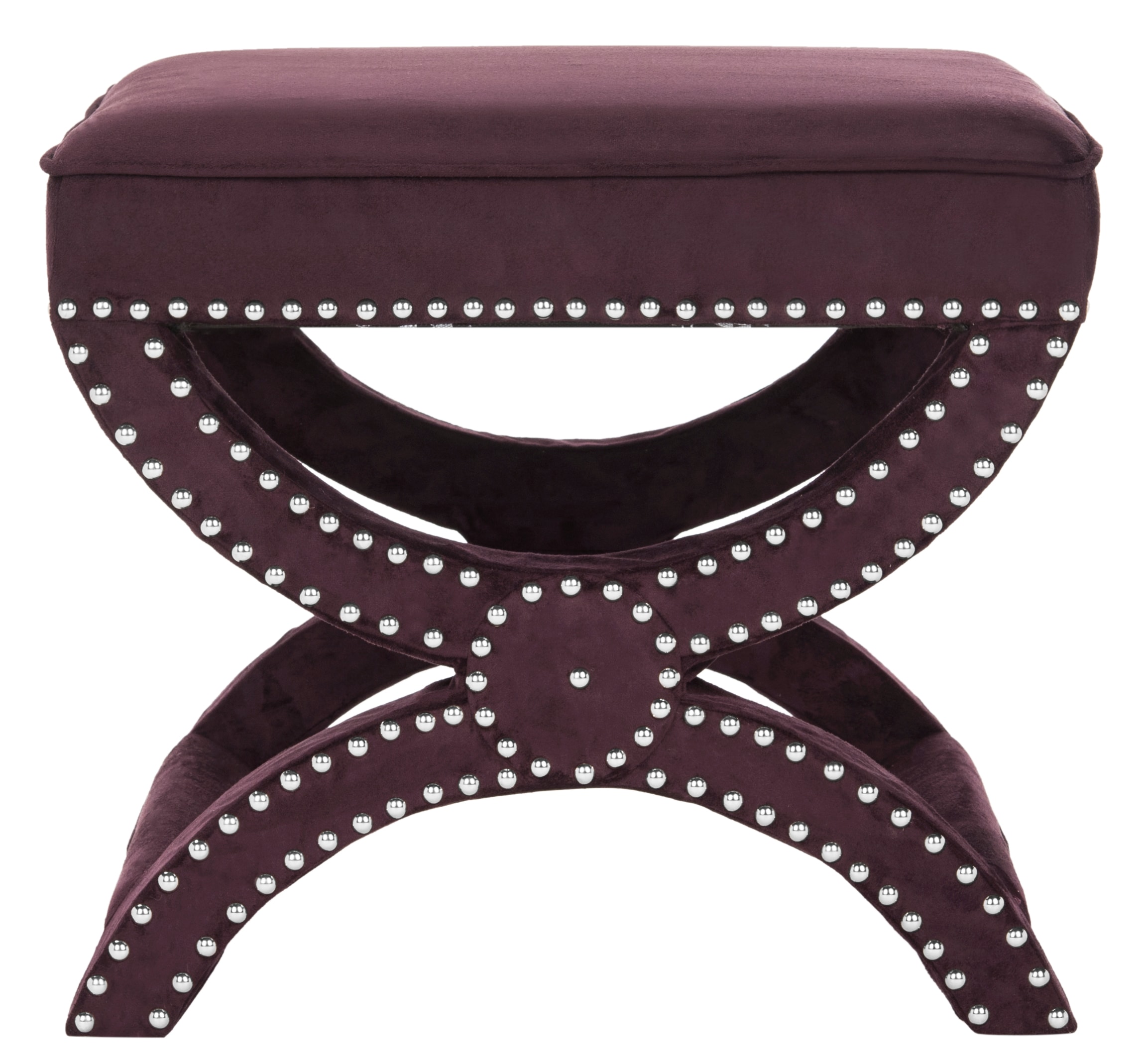 Safavieh MCR4645F Mystic Modern Plum Velvet Ottoman