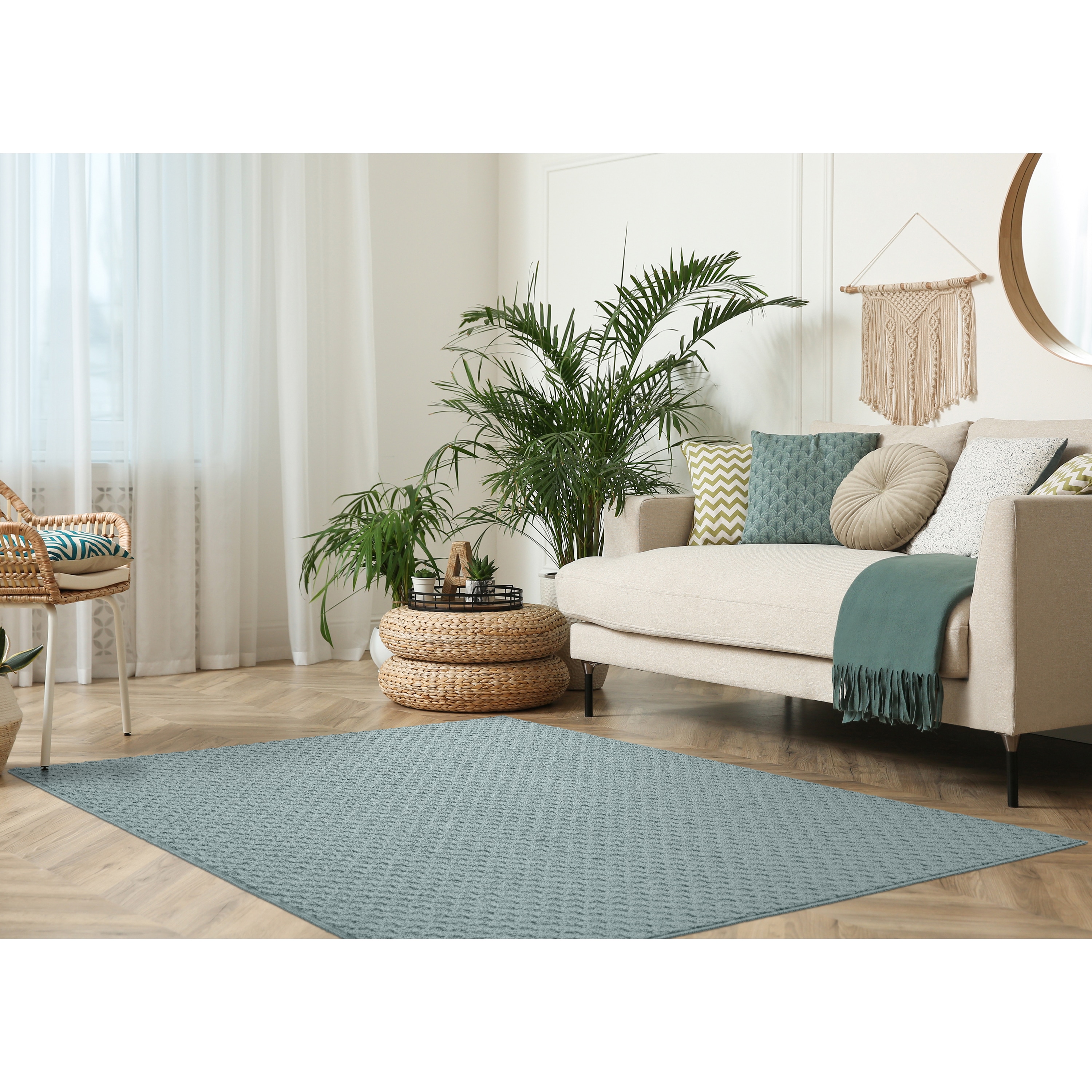 Garland Rug TS000N14414408 Town Square 12 x 12 (ft) Tufted Polypropylene Sea Foam Square Indoor Solid Industrial Area rug