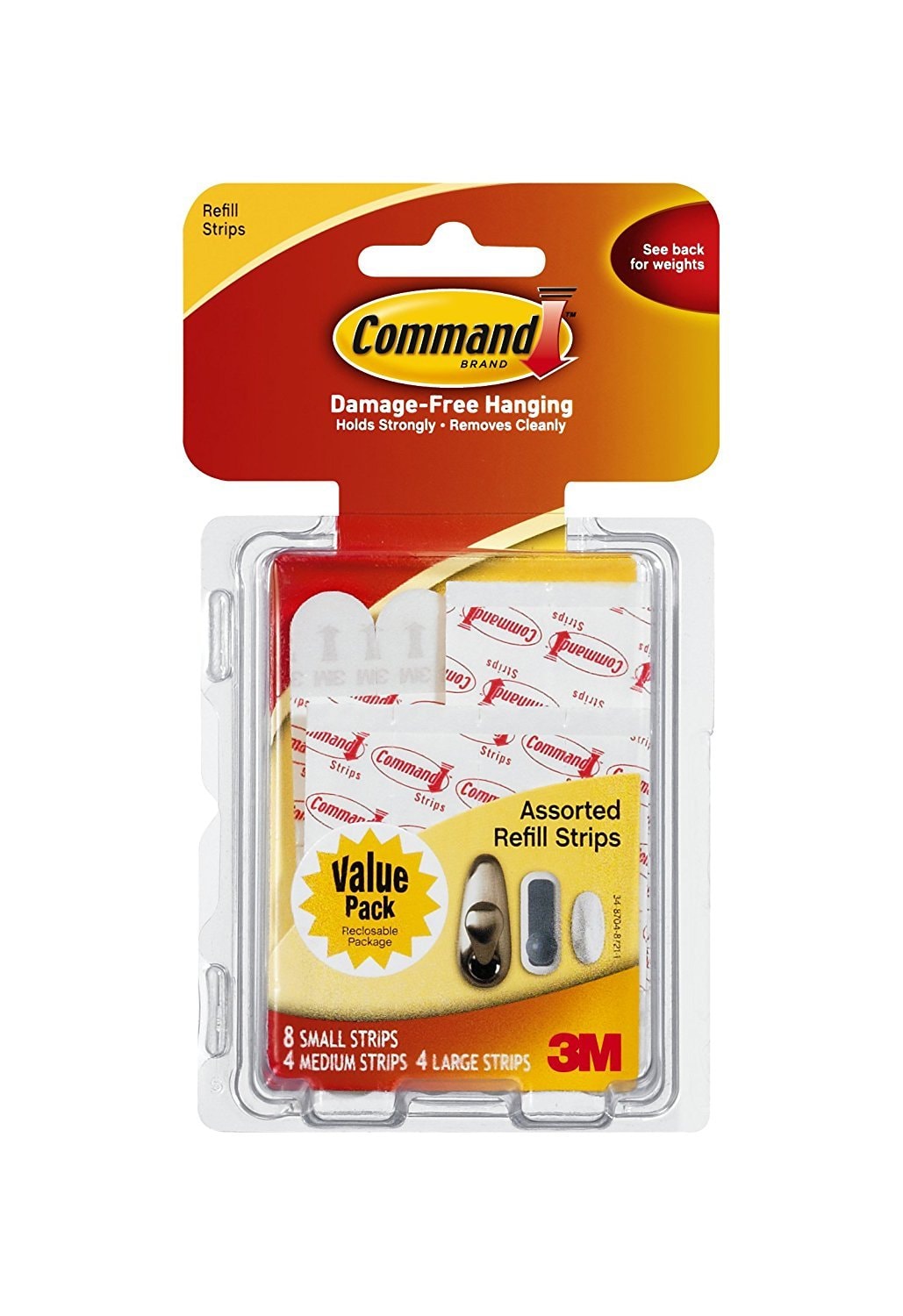 Command Refill Strips White 8 Small 4 Medium 4 Large/Pack #17200-ES-2486