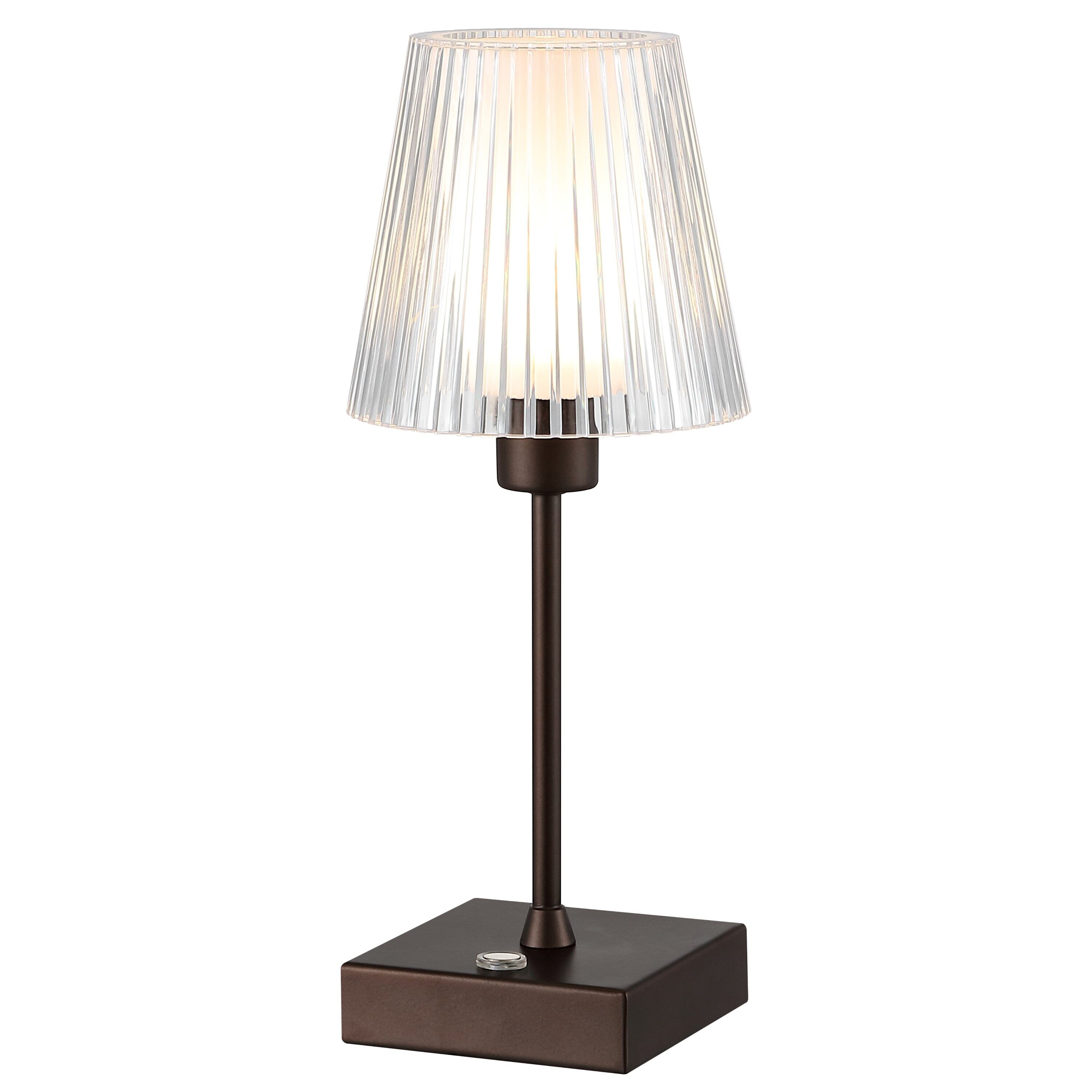 Jonathan Y Madelyn 11.5 in. Clear/Chrome Bohemian Classic Acrylic Rechargeable Integrated LED Table Lamp