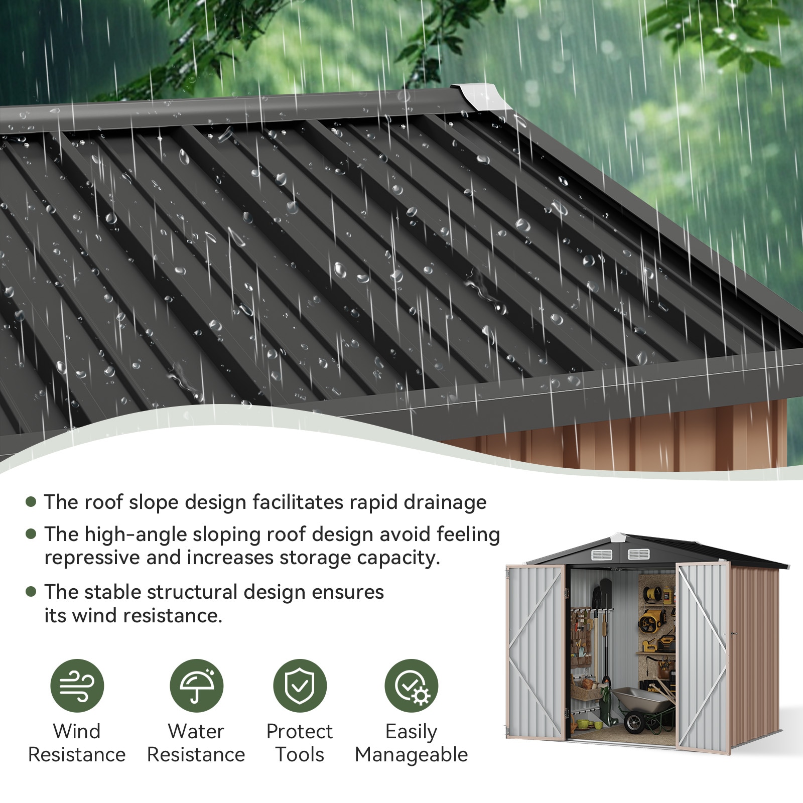AOXUN AX-01806G Metal-Storage-Buildings-Sheds - View #3