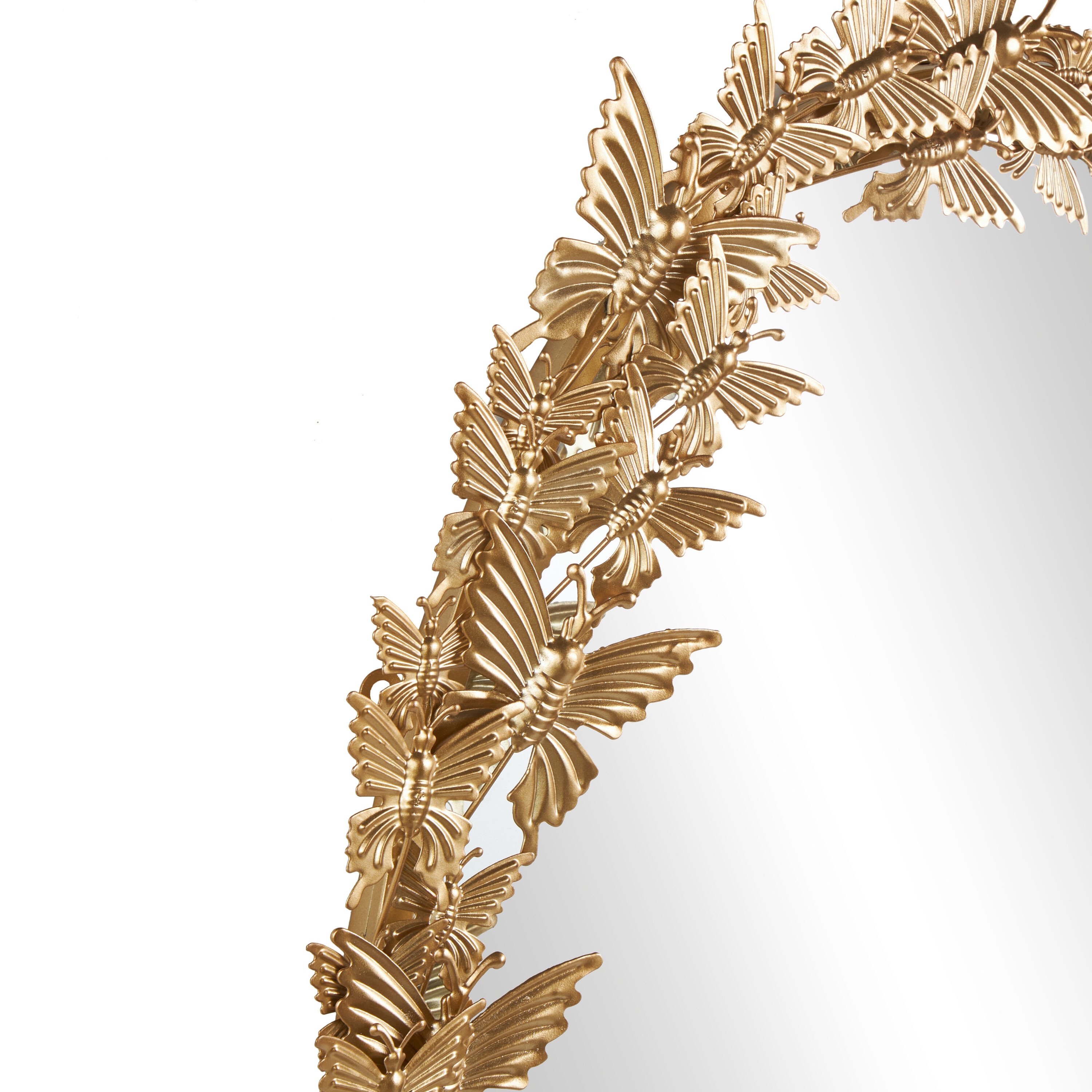 Gold Oval Wood Butterfly Wall Mirror, 19" x 33"