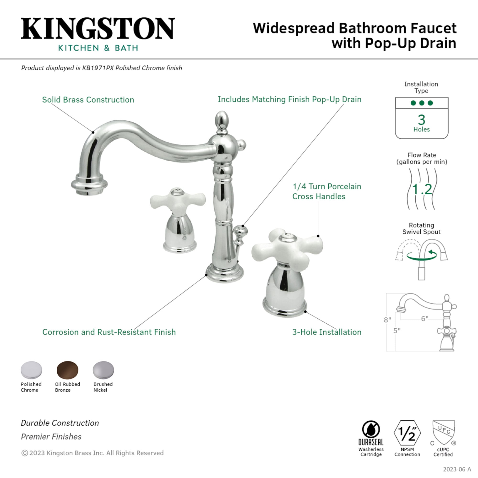 Kingston Brass WLKB1971PX Lavatory-Faucets - View #2