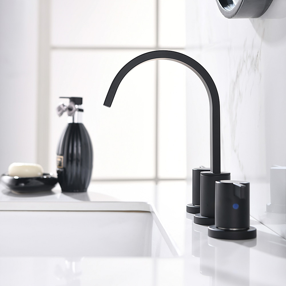 Matte Black Modern 2-Handle Widespread Bathroom Faucet