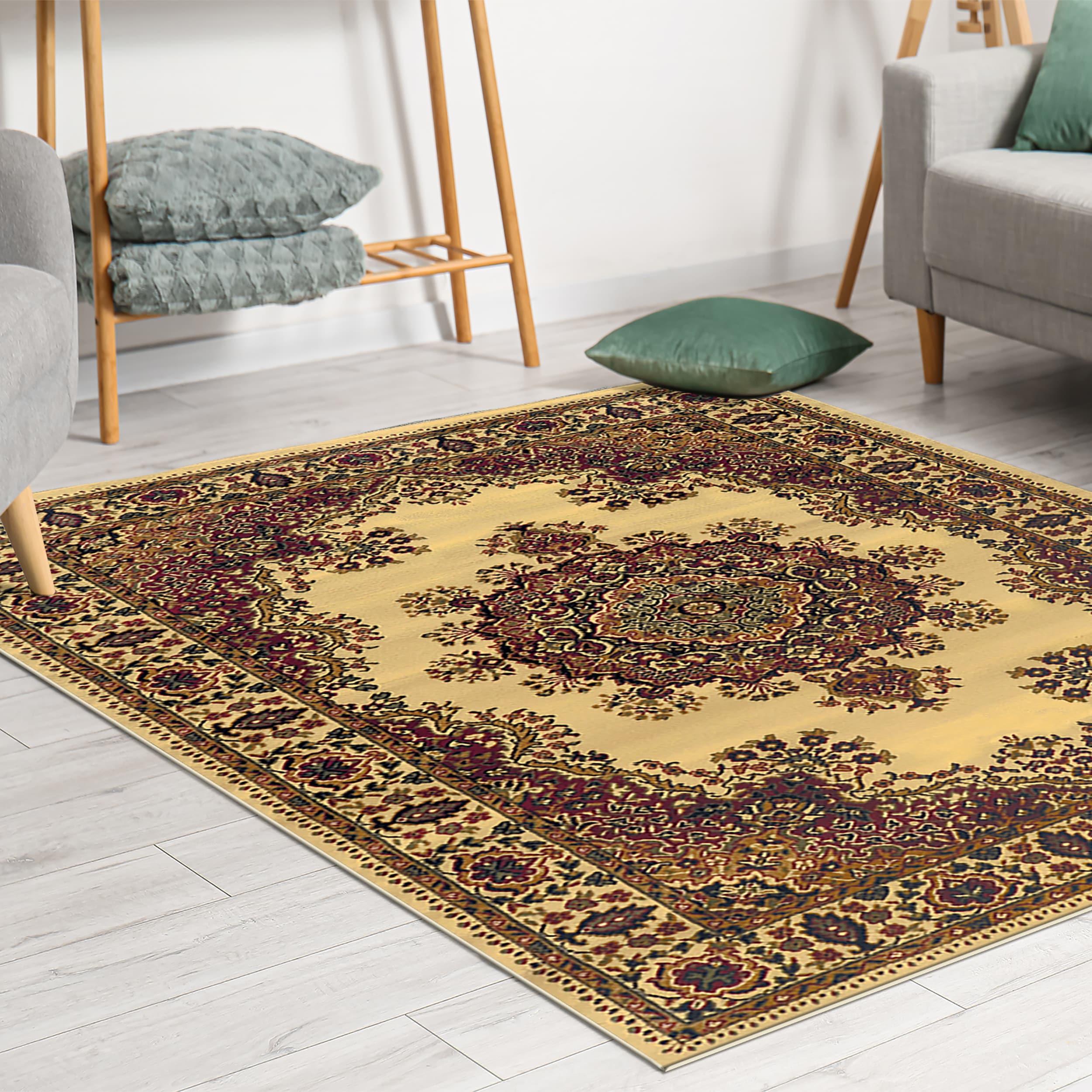 Radici USA 1191/2222/IVORY Castello 8 x 11 (ft) Polypropylene Ivory Rectangular Indoor Medallion Oriental Area rug