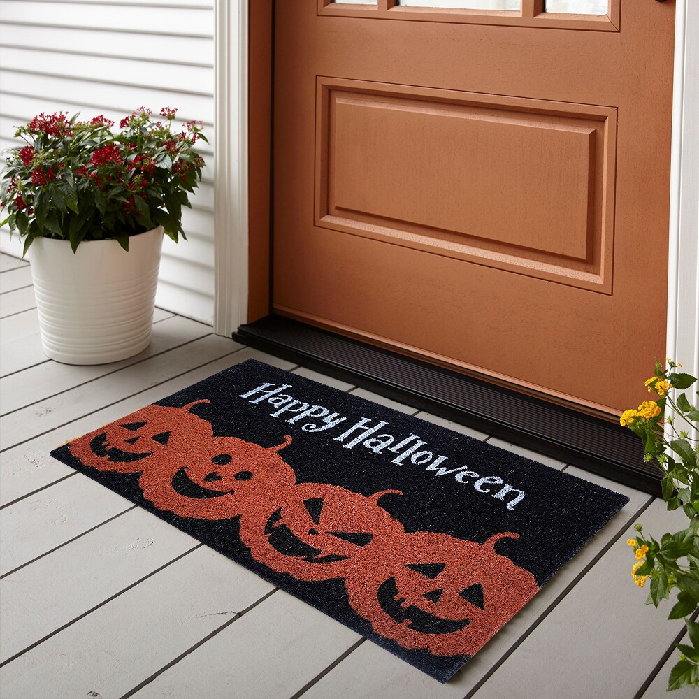 Haunted Living 2-ft x 3-ft Black Rectangular Outdoor Novelty Door Mat in  the Mats department at