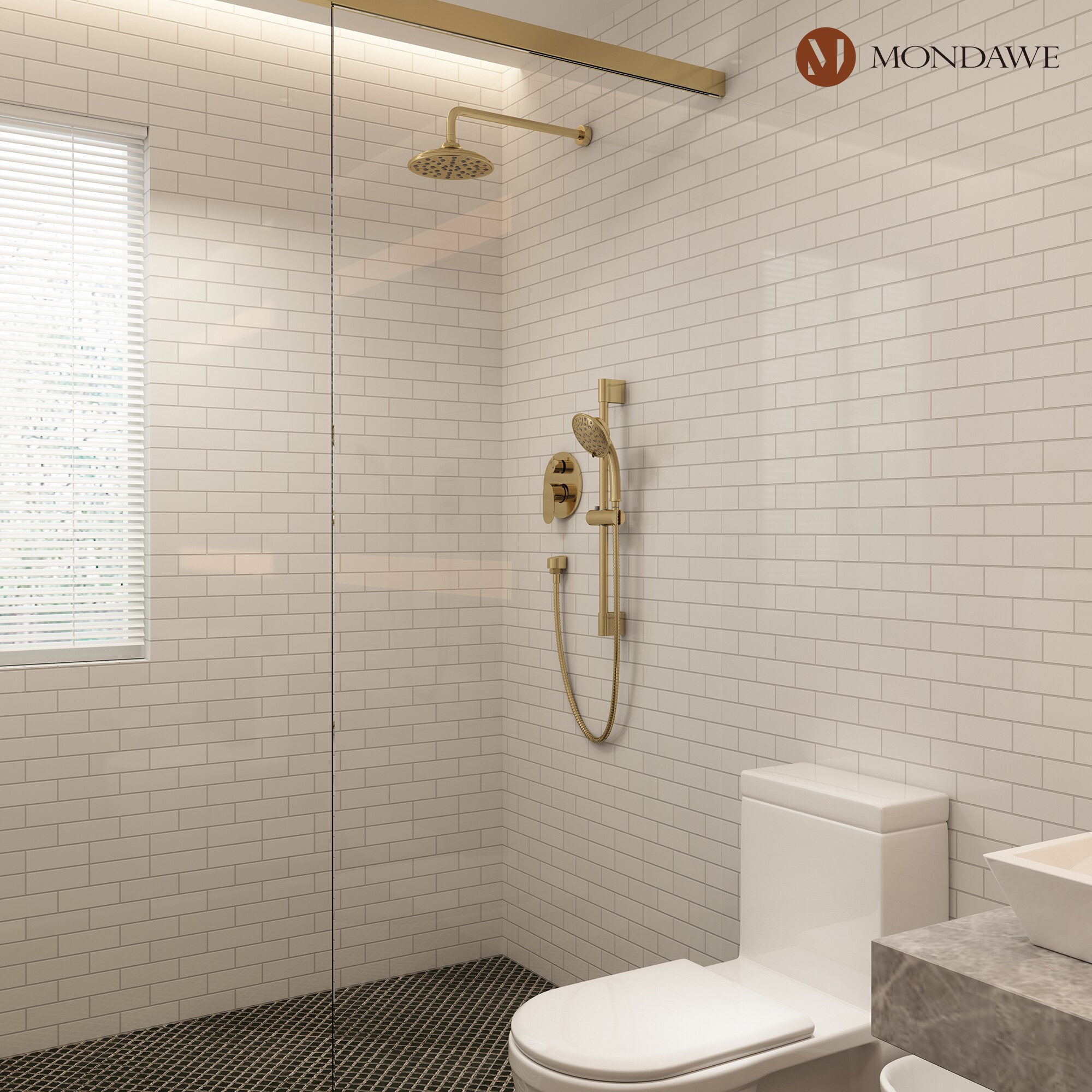 Mondawe MD-A3815-BG Showerhead-Bar-Panels - View #2
