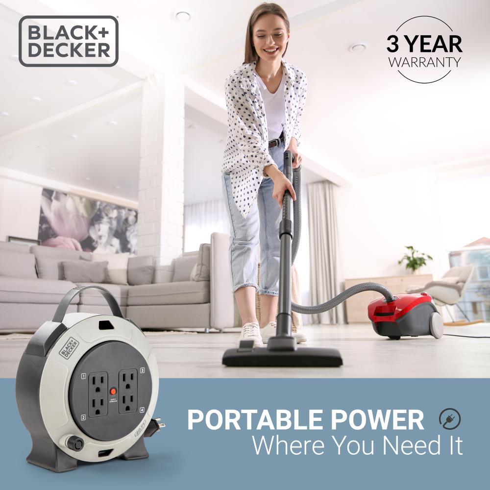 Black + Decker Retractable 20' Extension Cord Reel with 4 Outlets