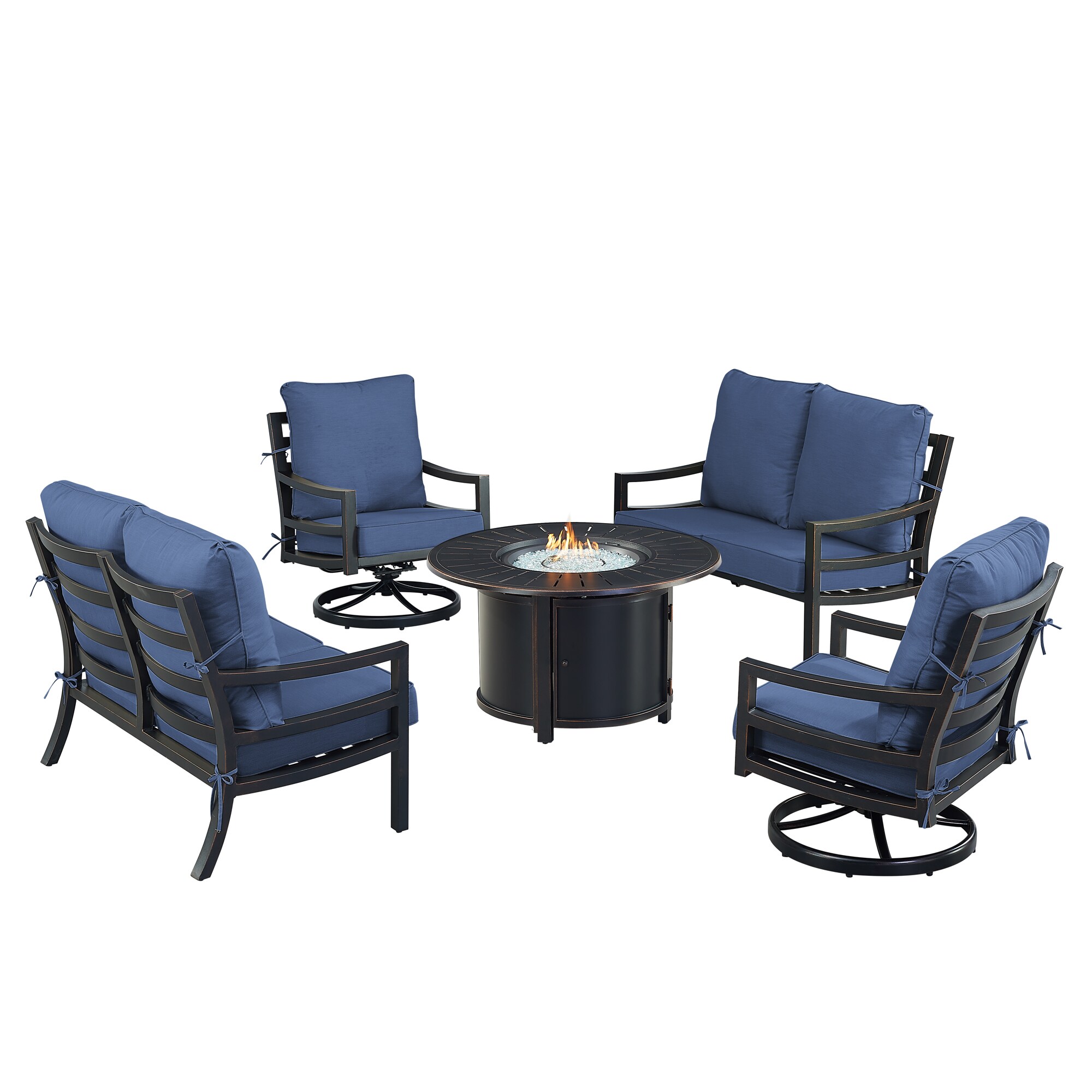 Oakland Living HUDSON2LS2CHNOBUBLCU Patio-Conversation-Sets - View #2