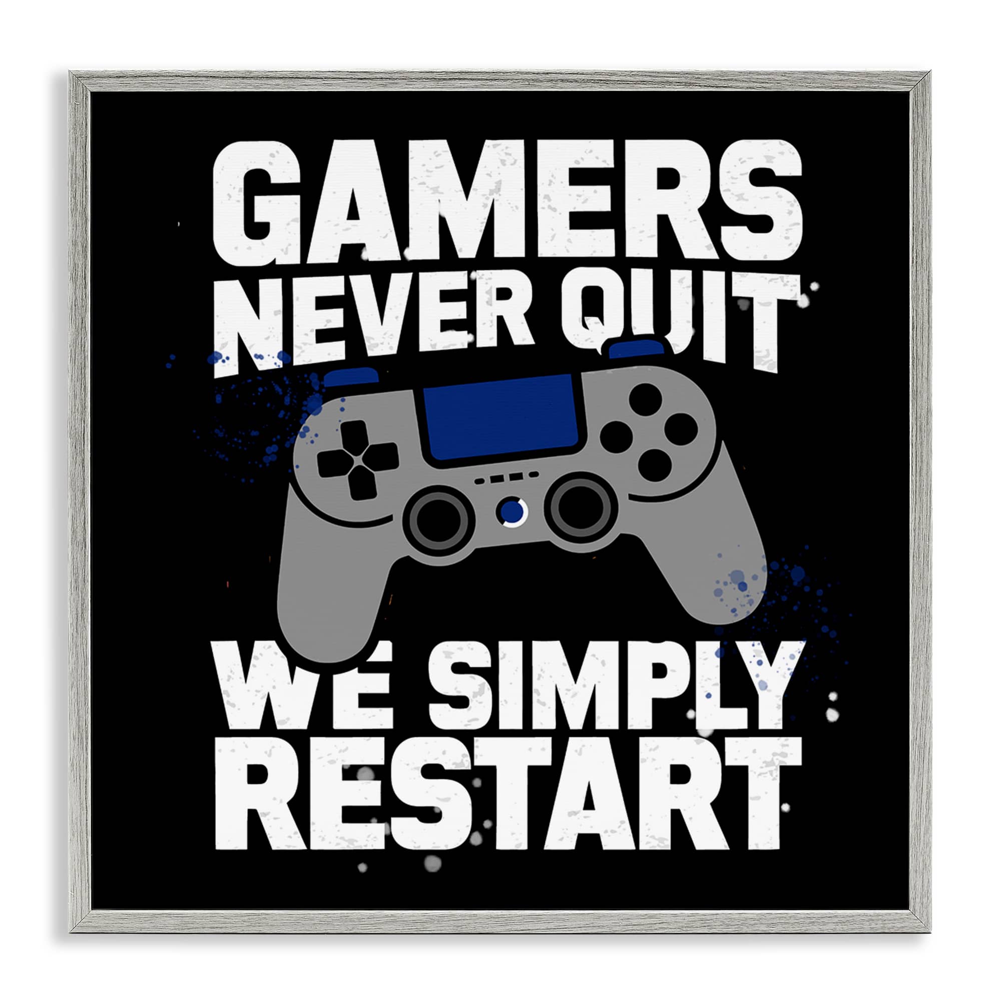 Stupell Industries BS-053-GFF-17X17 Gamers Never Quit Phrase Gray Framed Giclee Art By Kim Allen 17 x 17