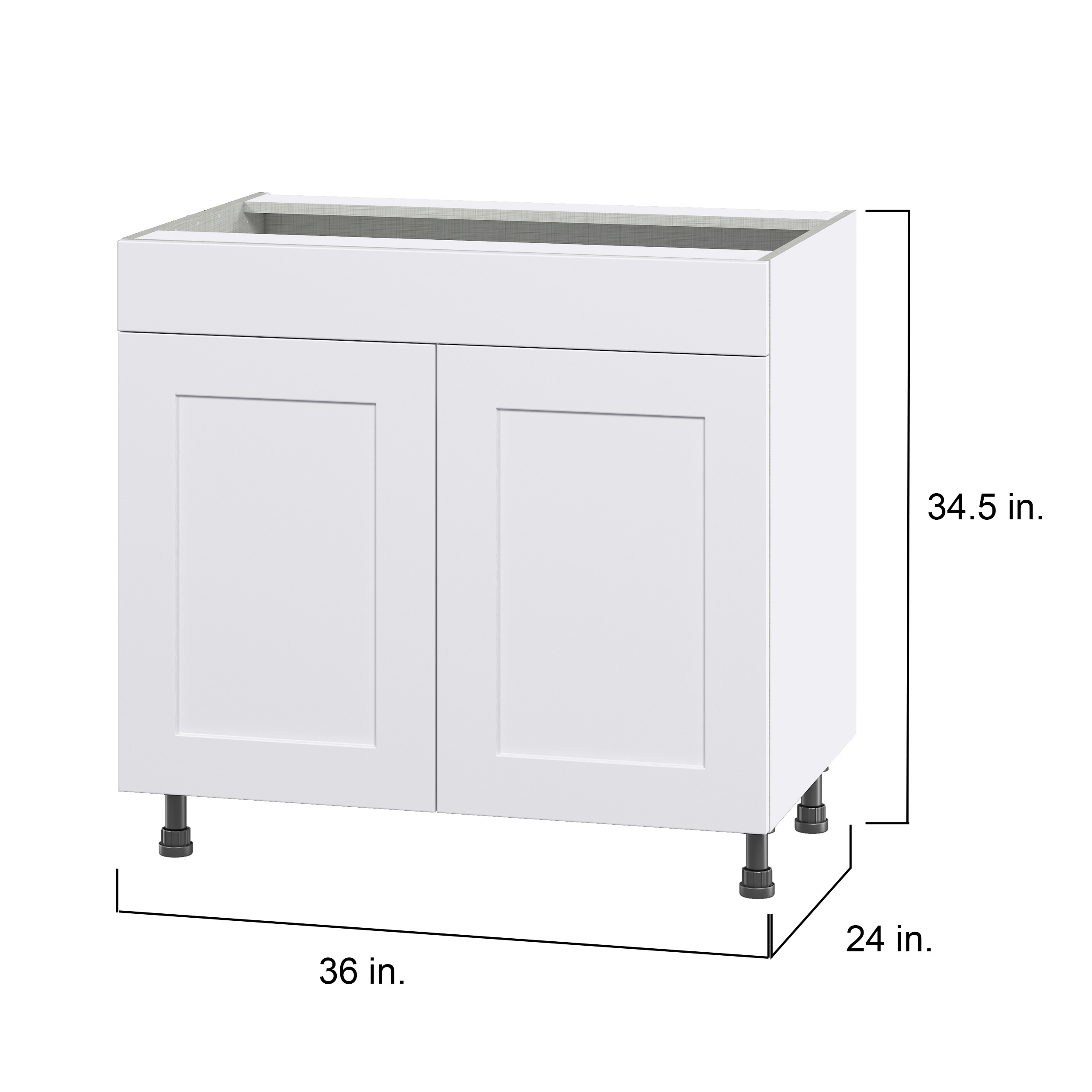 Hugo&Borg Jolie 36-in W x 34.5-in H x 24-in D Warm White Sink Base Fully Assembled Cabinet (Flat Panel Shaker Style)