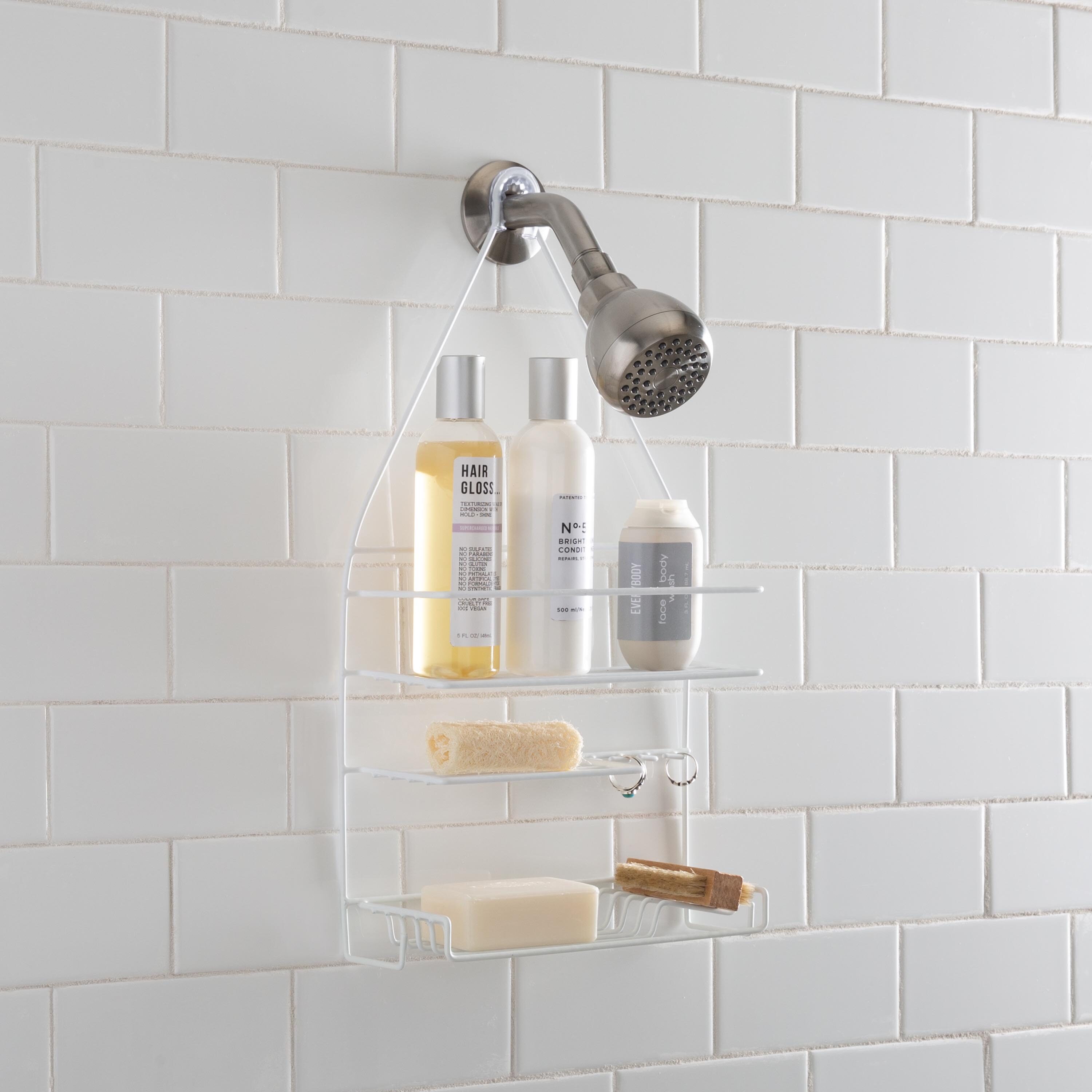 Bath Bliss Rubber Shower Organizer Caddy - White