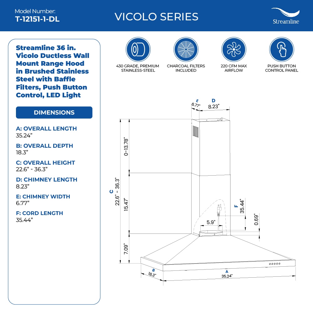 Streamline T-12151-1-DL Wall-Mounted-Range-Hoods - View #9
