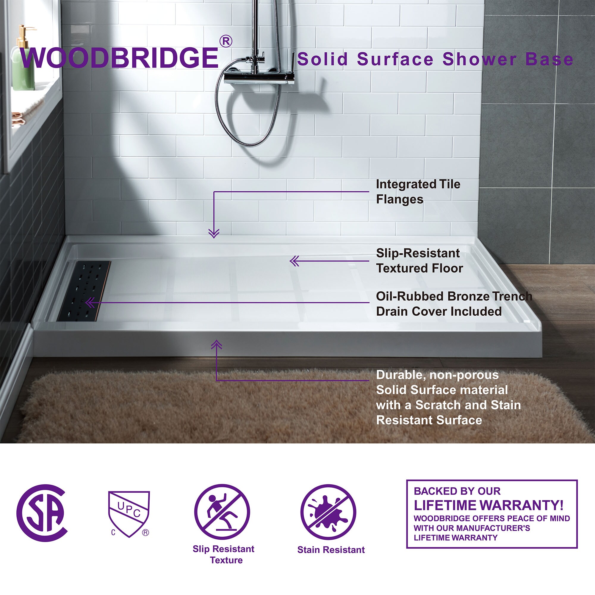 Woodbridge 32-in W x 48-in L with Left Drain Shower Base (Whie) in the ...