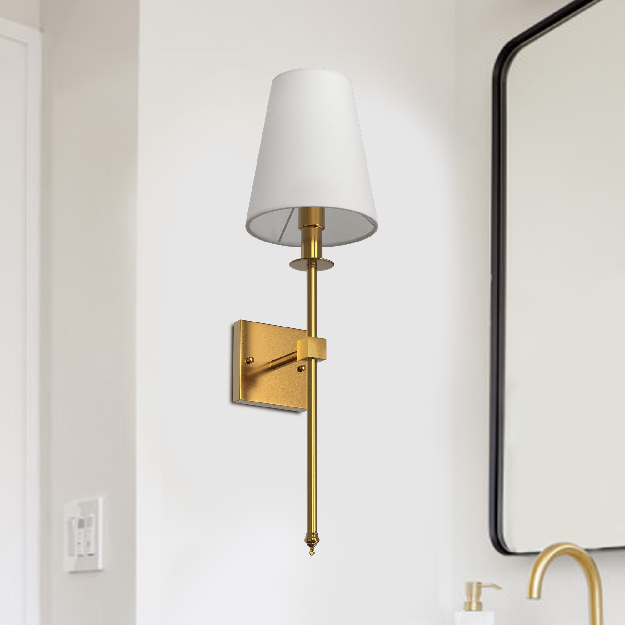 YANSUN L-WL043G 5.9-in W 1 -Light Gold Mid-century Wall Sconce
