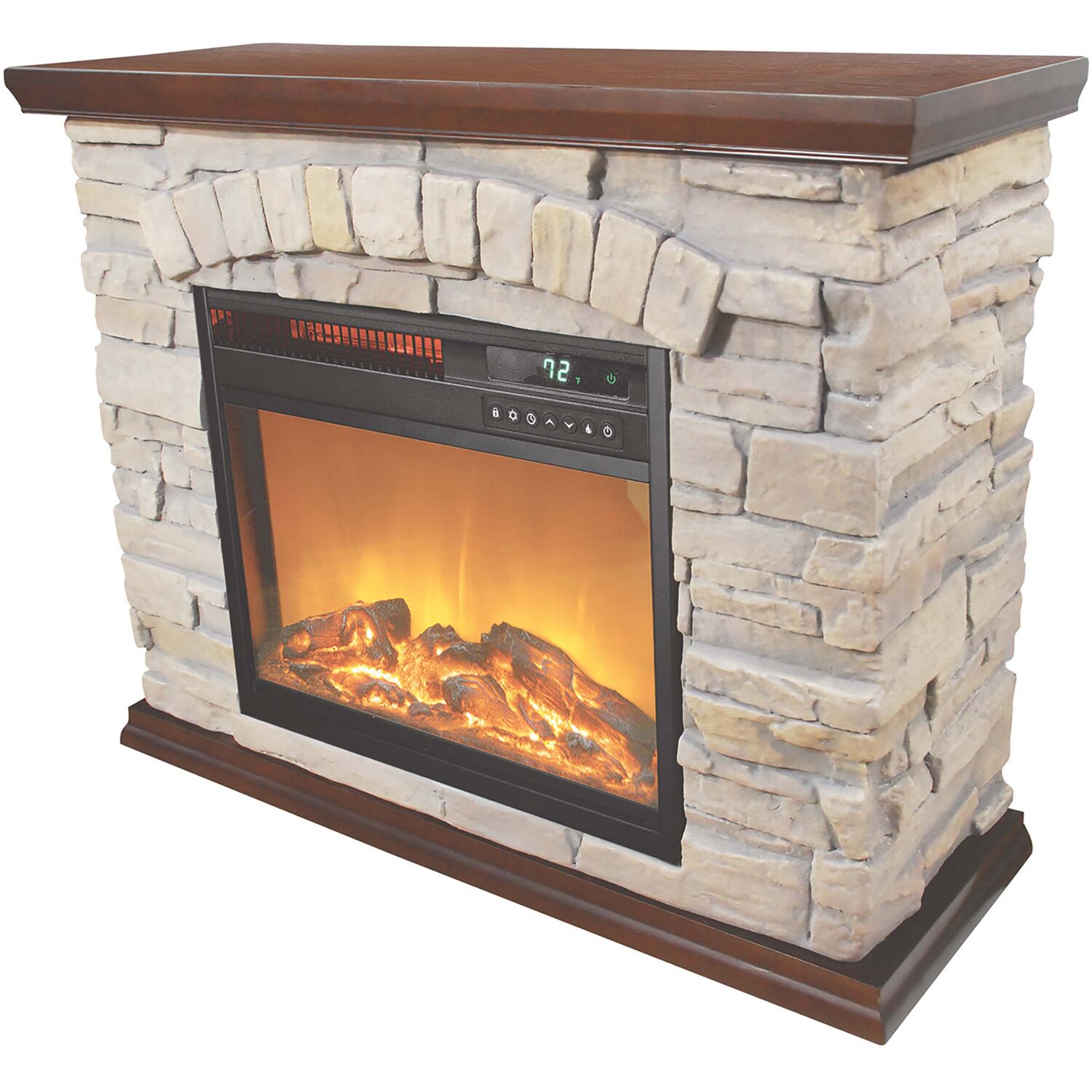 Lifesmart 31.3-in W Mahogany/Black Infrared Quartz Electric Fireplace FP2043 Sansujyuku sansujyuku.com