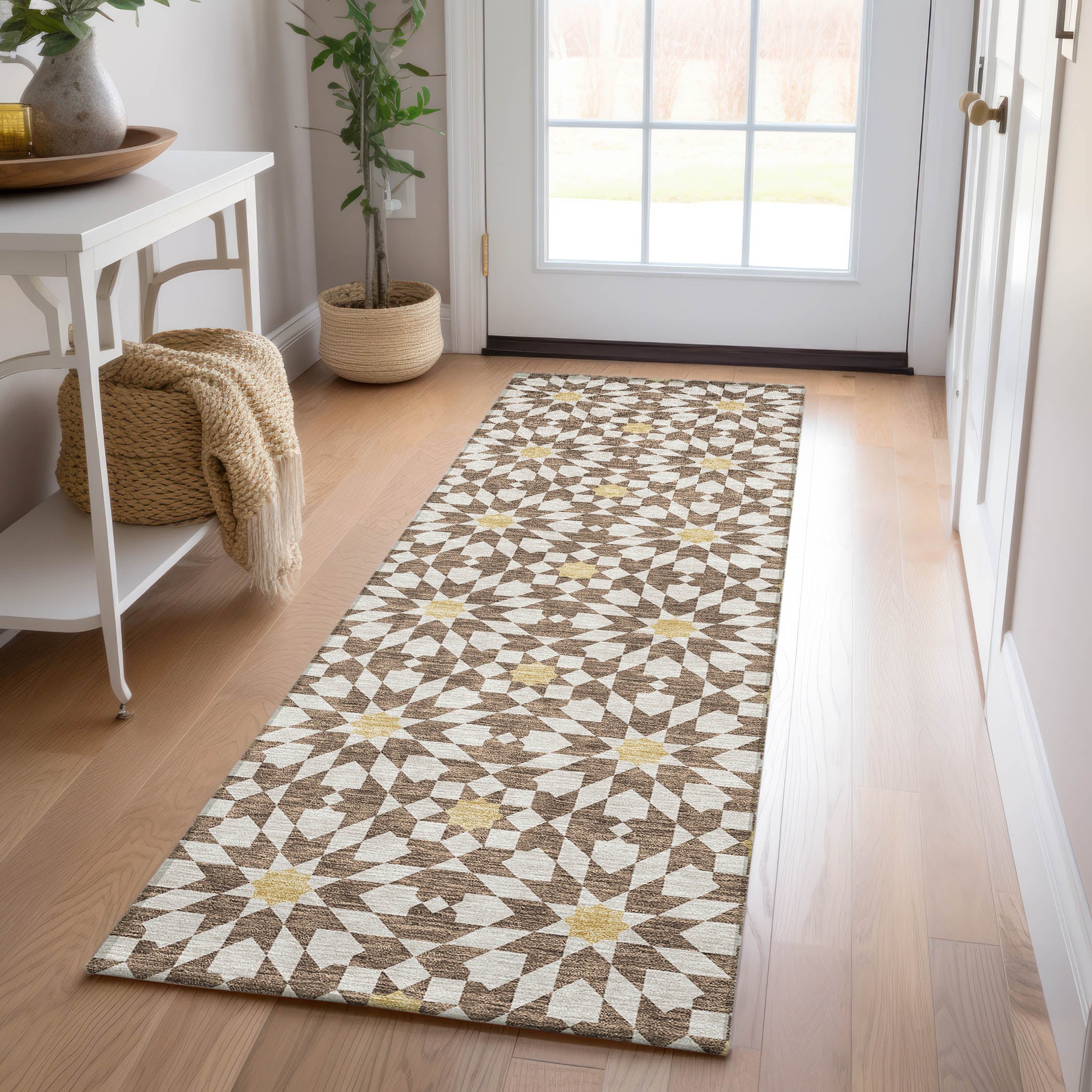 Addison Rugs ACN734CH2X8 Chantille ACN734CH 2 x 7 (ft) Polyester Chocolate Rectangular Indoor/Outdoor Geometric Machine washable Area rug