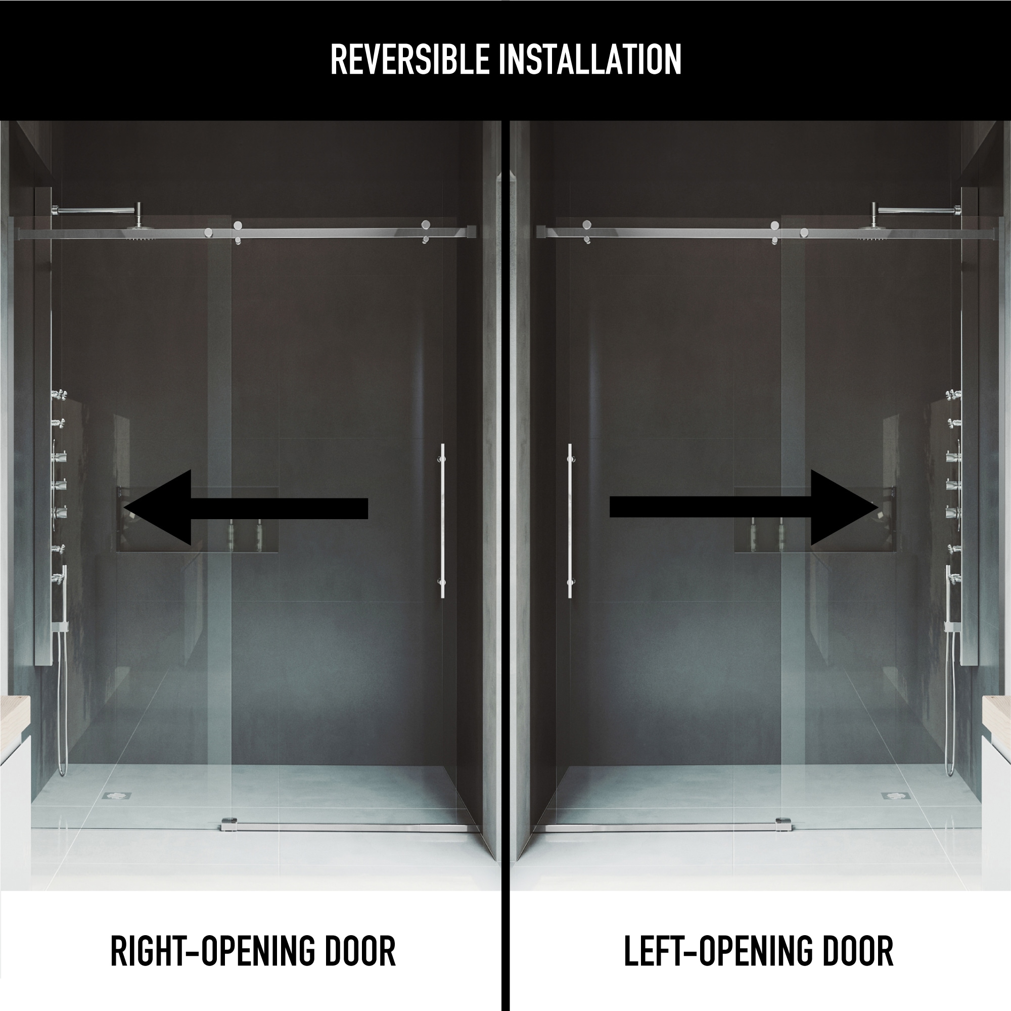 Luca 60" Frameless Sliding Shower Door with Clear Tempered Glass
