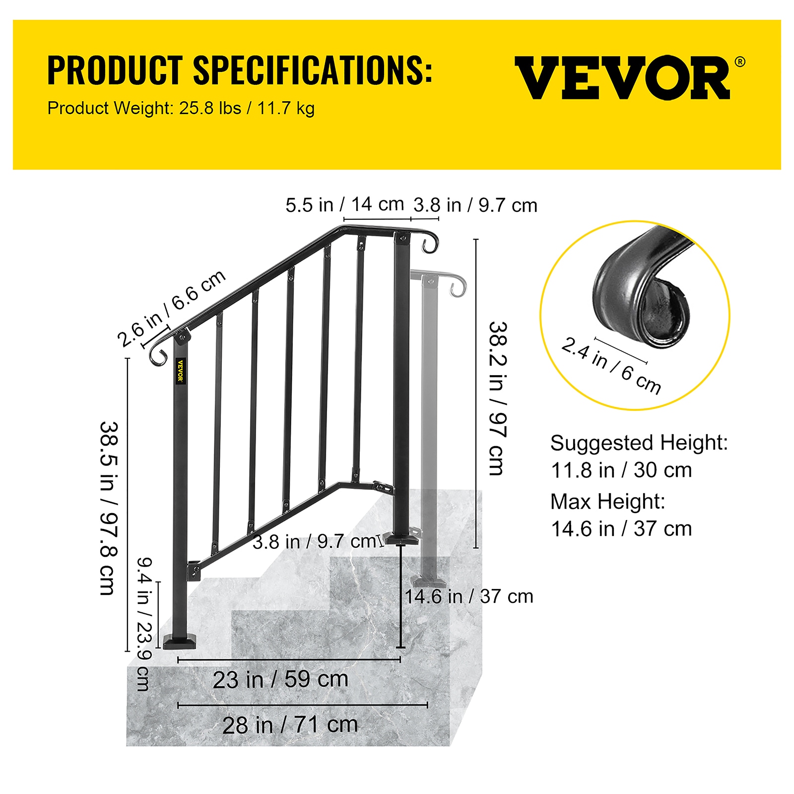 VEVOR LTFS2H3BHSTL00001V0 railings - View #7