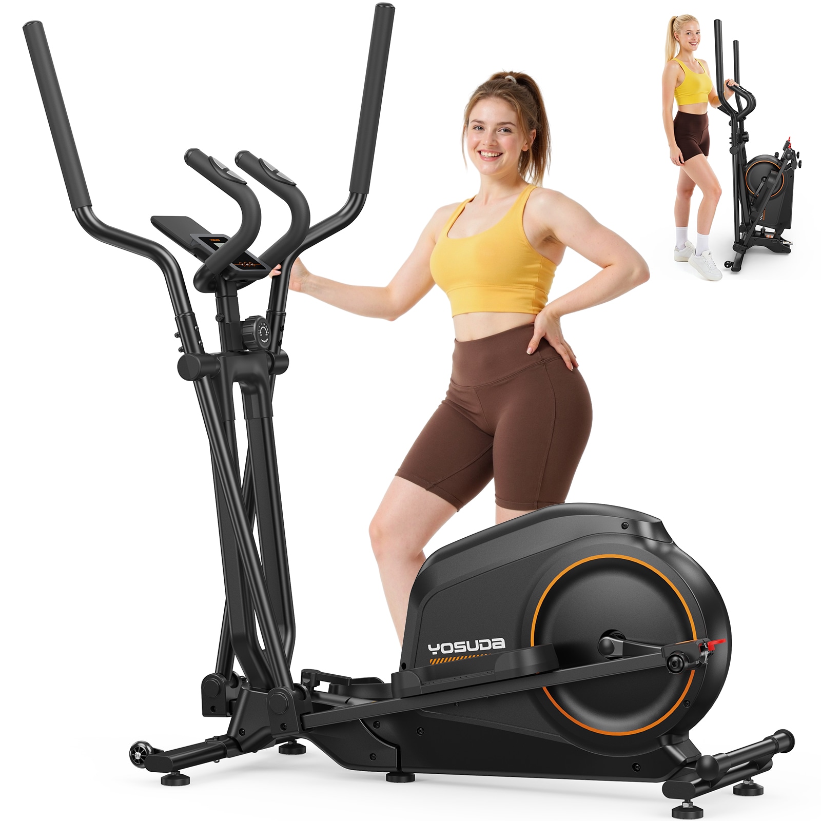 FED Fitness - YOSUDA Foldable Home Elliptical Machine 15IN Stride Space Saving 2 Sq Ft Compact El...