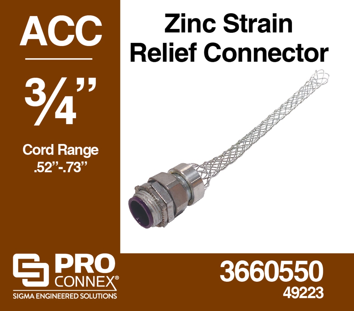3/4 Strain Relief Cord Connector (.500-.600) [25]