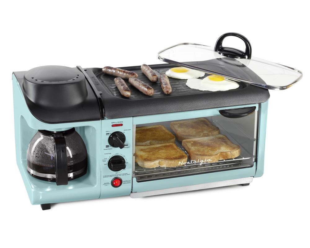  Mini Toaster Oven Cooker for Bread, Pizza and more with Baking  Tray, Rack, Auto Shut Off Feature - Aqua: Home & Kitchen