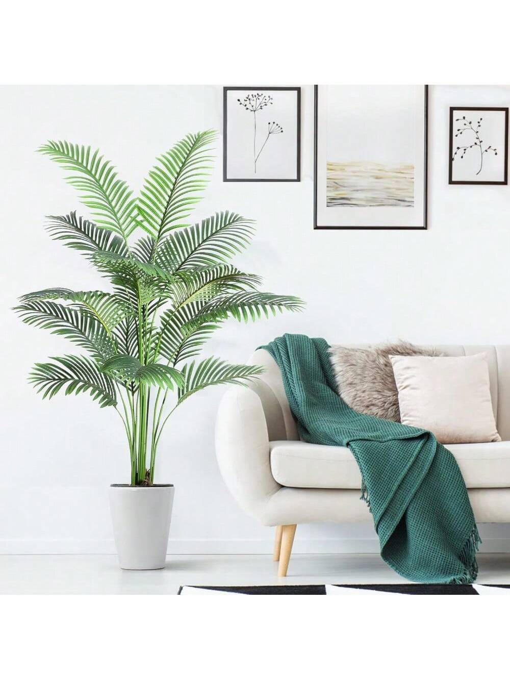 Qeetex PHO-11VIJFLZ-HF4 7ft/6ft Artificial Palm Tree With Real Bark Design - Perfect For Modern Home. Office. And Tropical Decor
