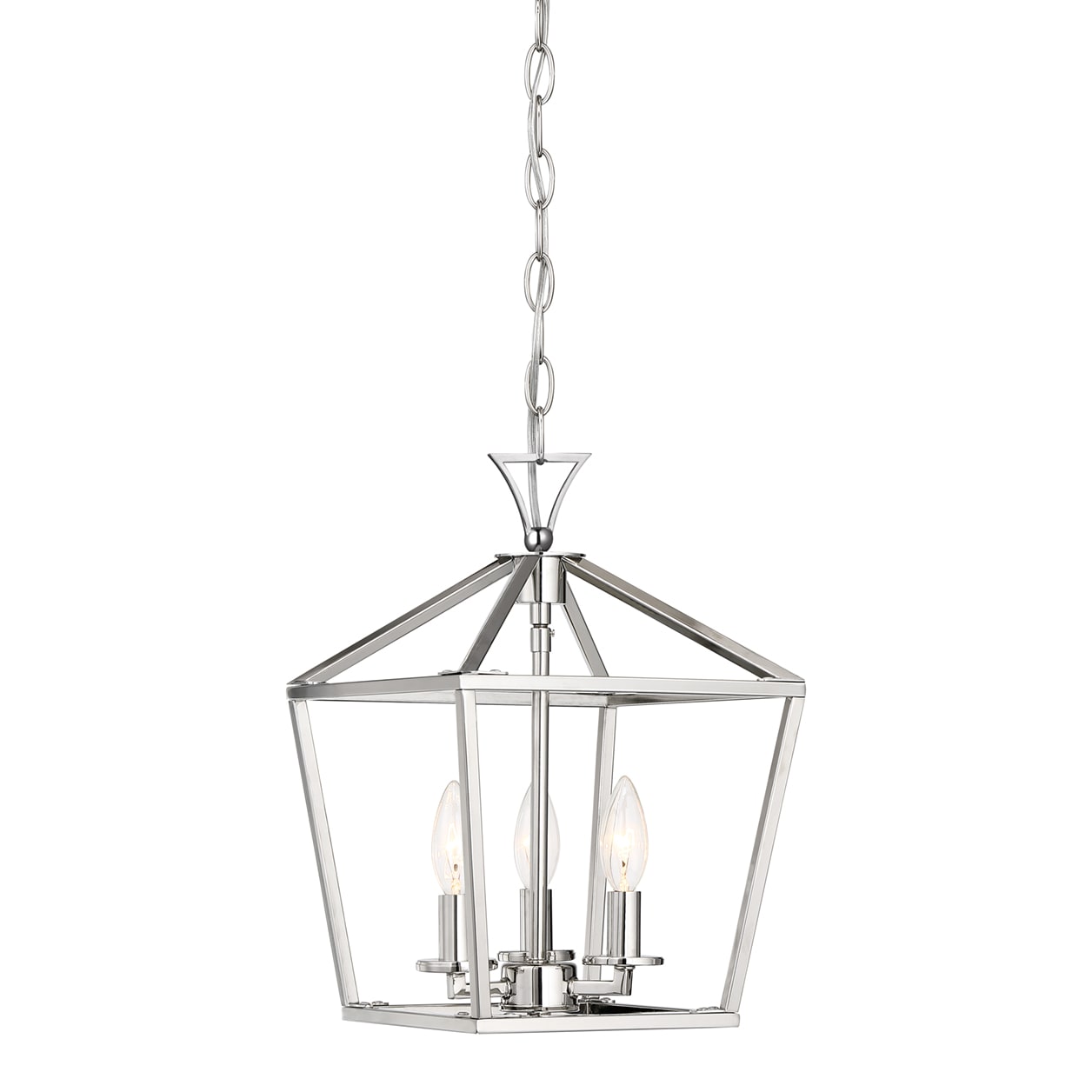 Polished Nickel 3-Light Farmhouse Pendant Chandelier