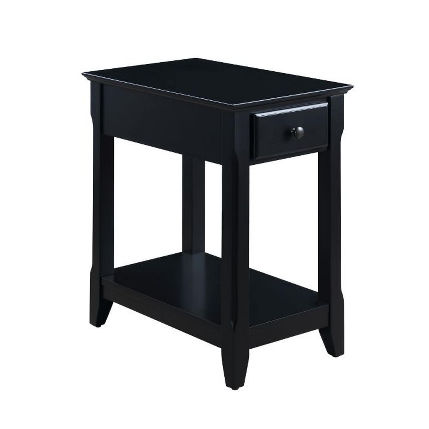 Benzara BM251127 13-in W x 23-in H Black Wood Rectangular Modern End Table with Storage Assembly Required