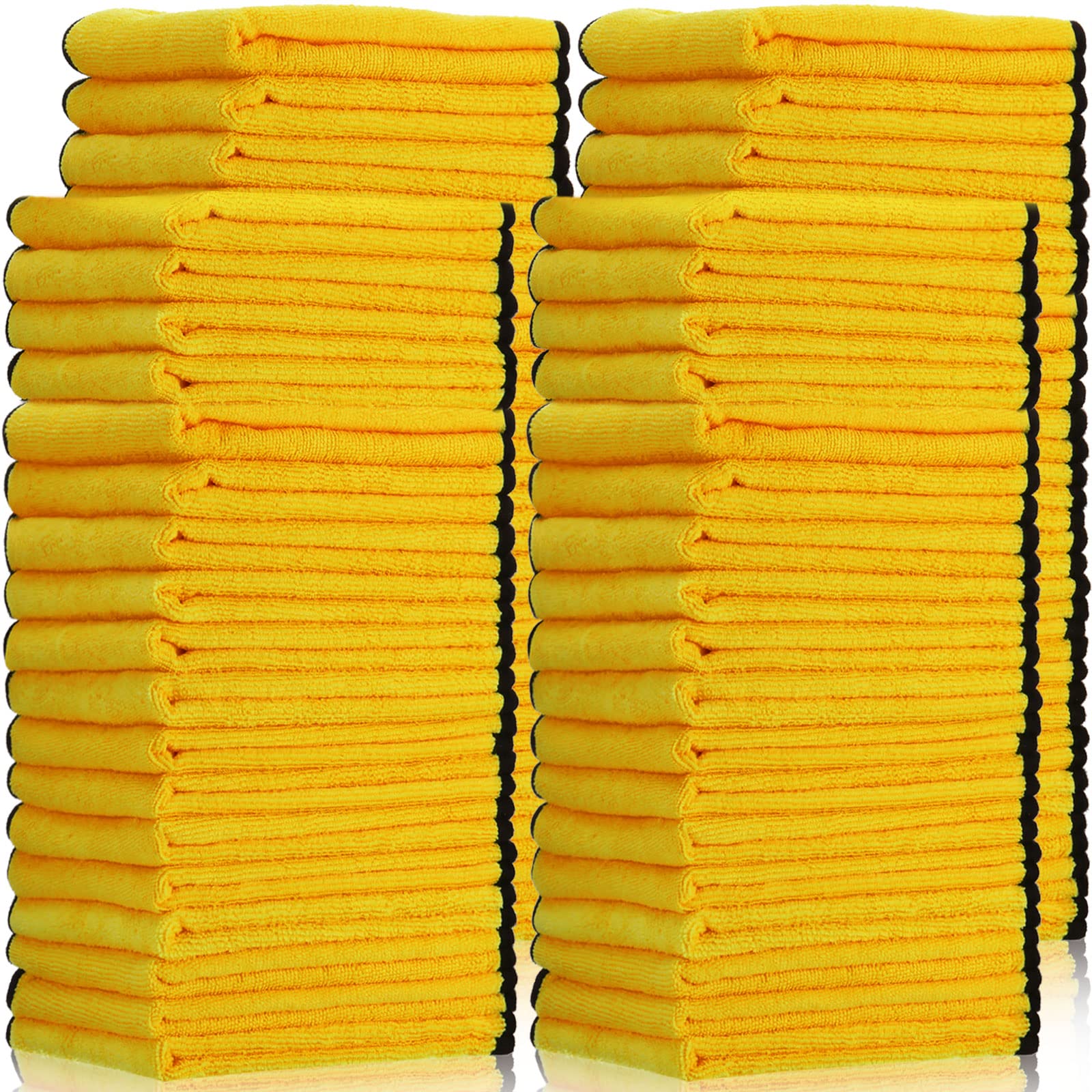 Lukvuzo  Microfiber Towels 40 Pieces 16 Inch by 16 Inch Gold Color Cleaning Cloths for Car Drying Washing Polishing and Household Use