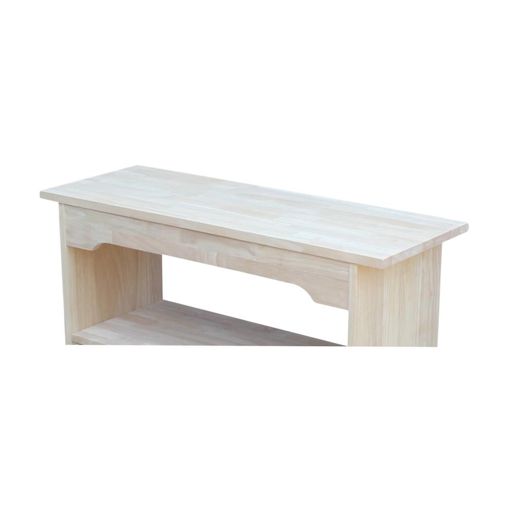 Brookstone Traditional Solid Parawood Storage Bench, 38" Unfinished