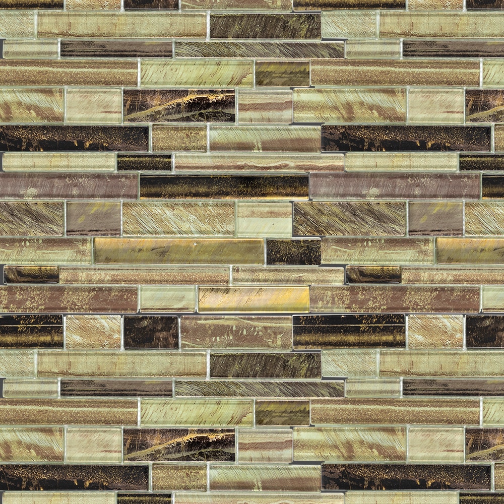 Elida Ceramica Laser Metallic Earth 12 In X 12 In Glossy Glass Linear Wall Tile 095 Sq Ft 0367