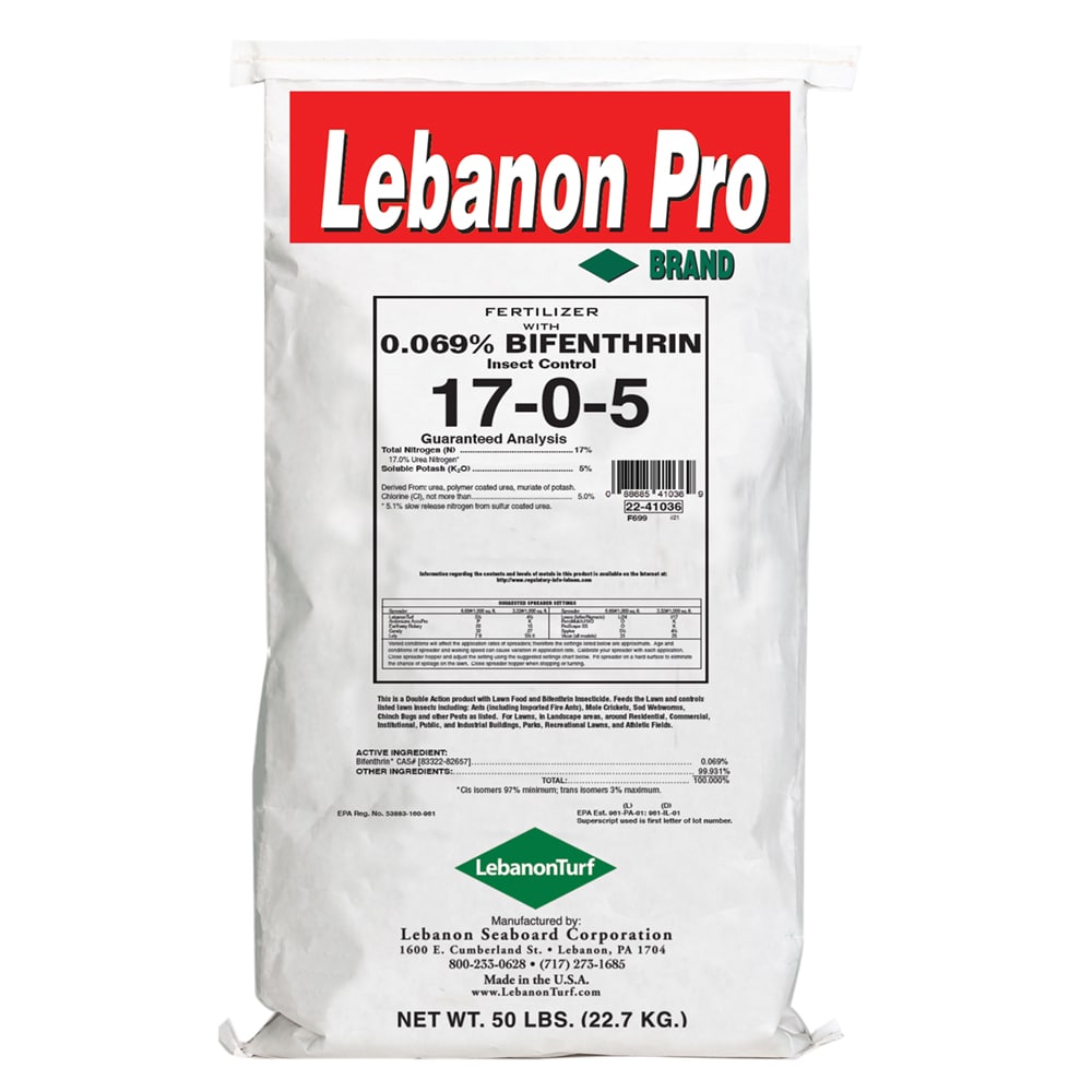 Lebanon Pro Lawn Fertilizer with 0.069 Bifenthrin Insect Control 50-lb 15000-sq ft 17-0-5 Insect Control Fertilizer
