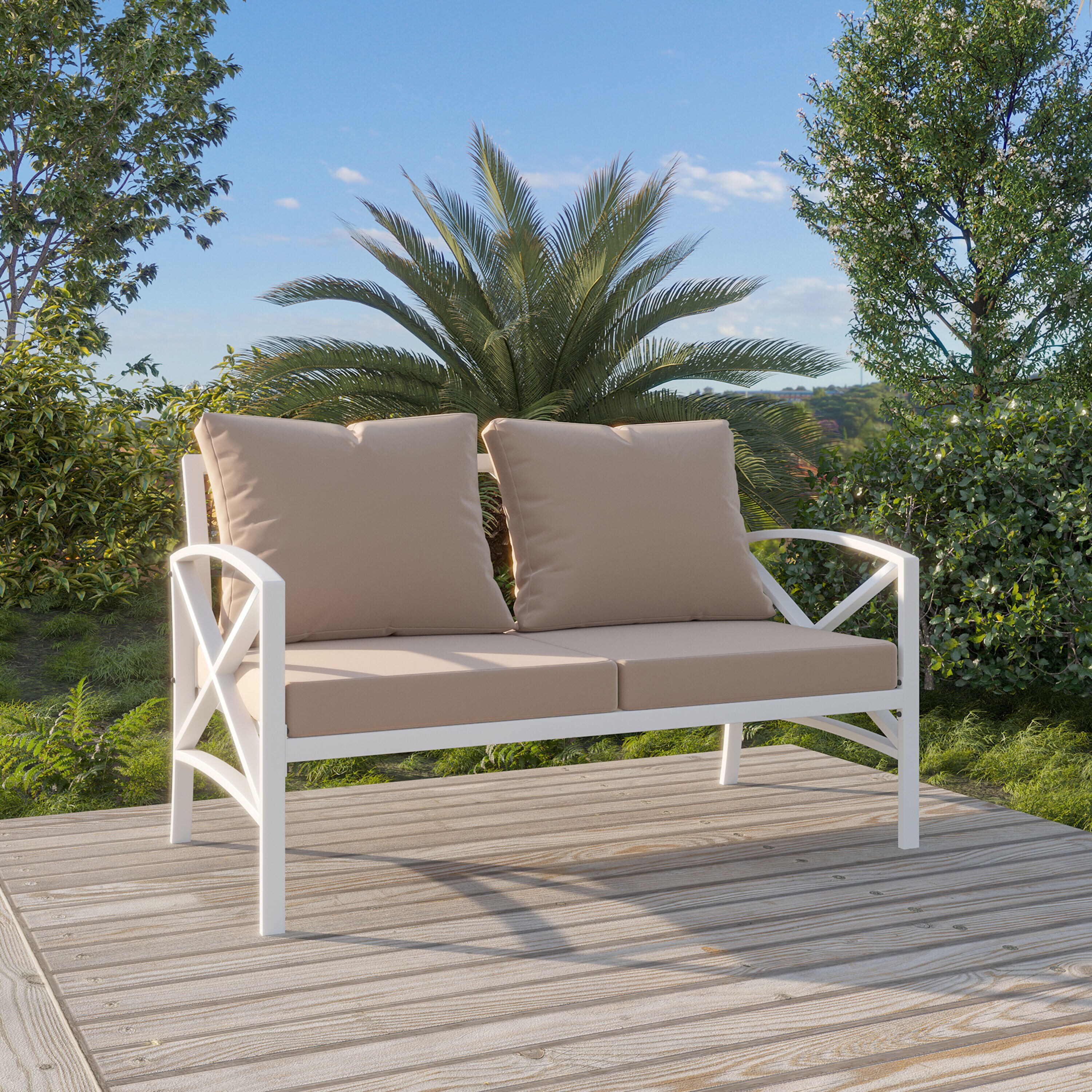 Mondawe Outdoor Metal Loveseat with Cushions in the Patio Sectionals