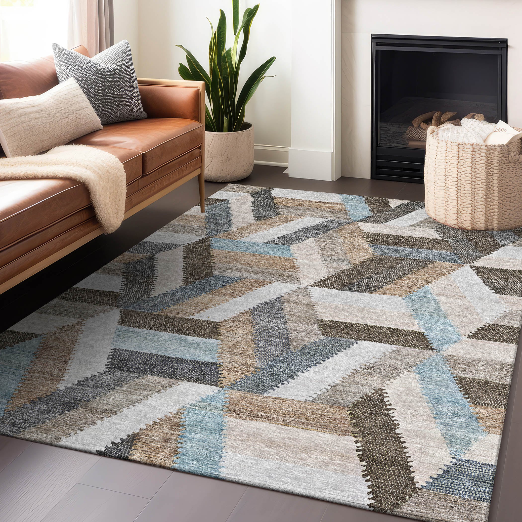 Addison Rugs ACN1241BR30X46 Chantille ACN1241BR 2 x 3 (ft) Polyester Brown Rectangular Indoor/Outdoor Geometric Machine washable Area rug