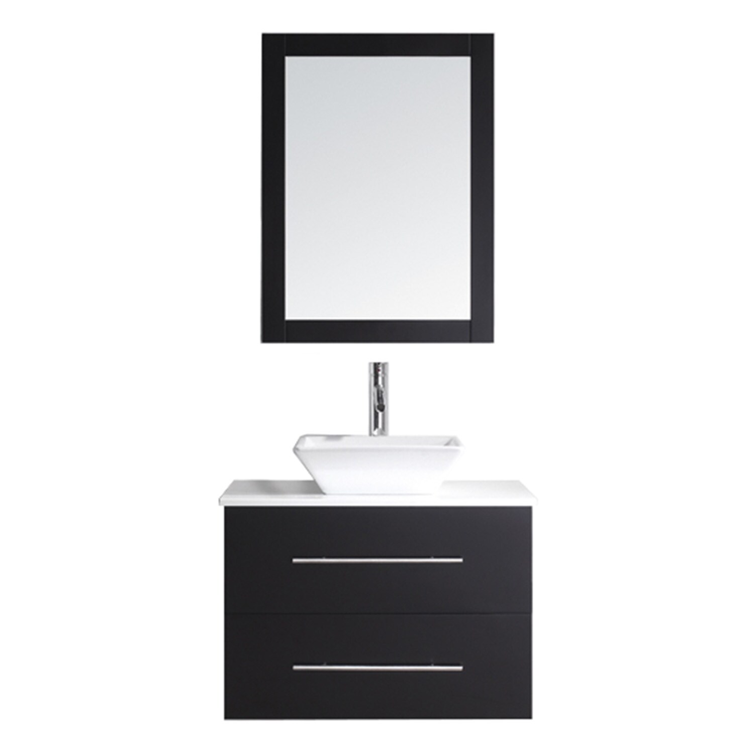 Virtu USA MS-560-S-ES Marsala 29-in Espresso Single Sink Floating Bathroom Vanity with White Engineered Stone Top (Mirror Included)
