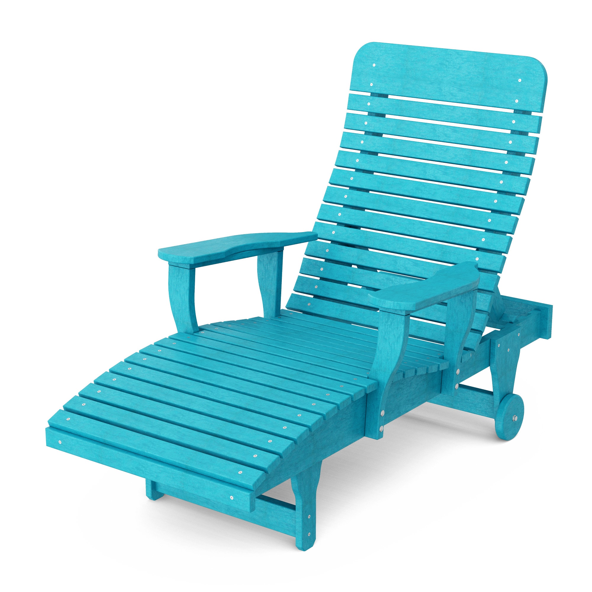 Wildridge LCC-460-AB Signature Aruba Blue Plastic Frame Stationary Chaise Lounge Chair with Blue Slat Seat