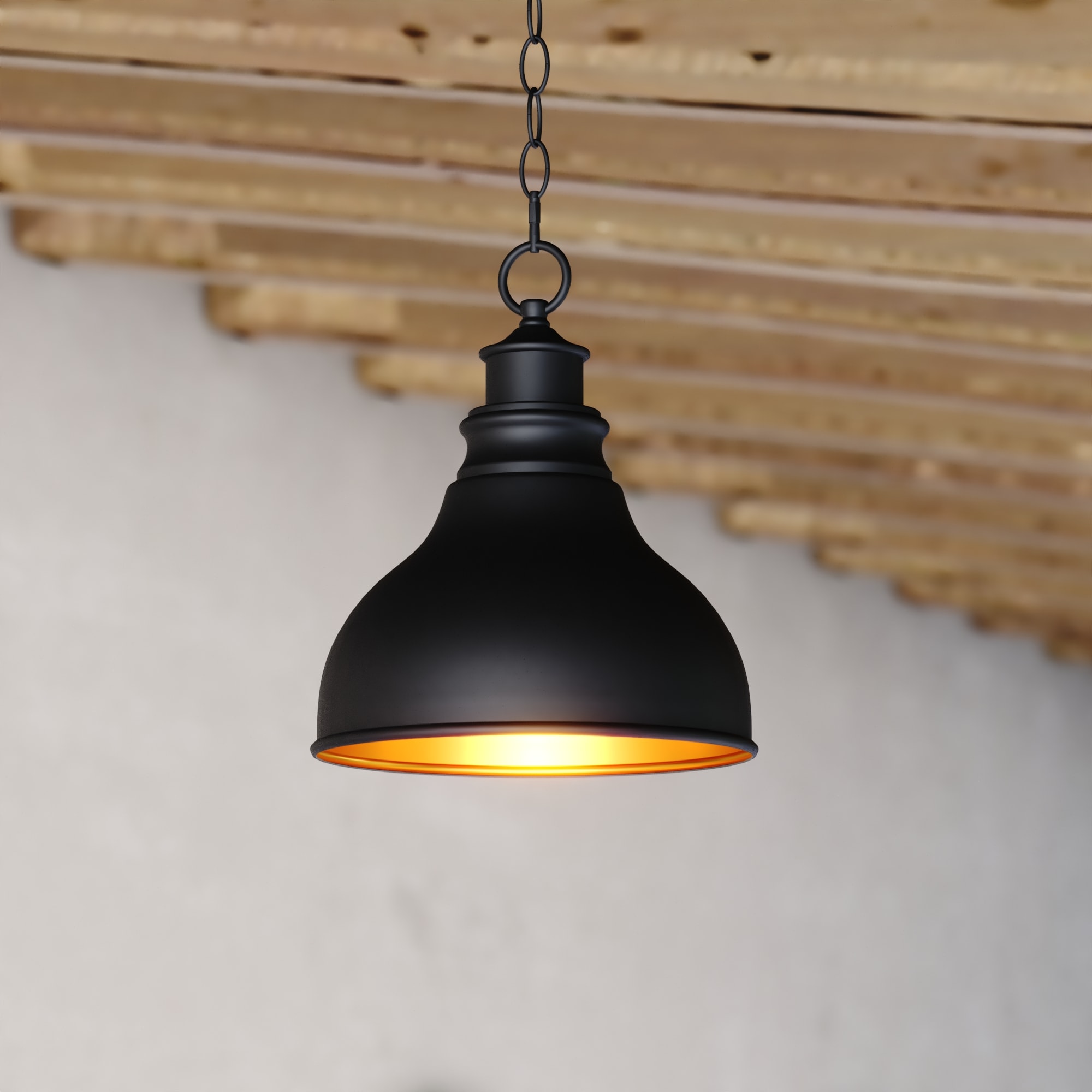 Oil Burnished Bronze Farmhouse Pendant Light with Gold Interior