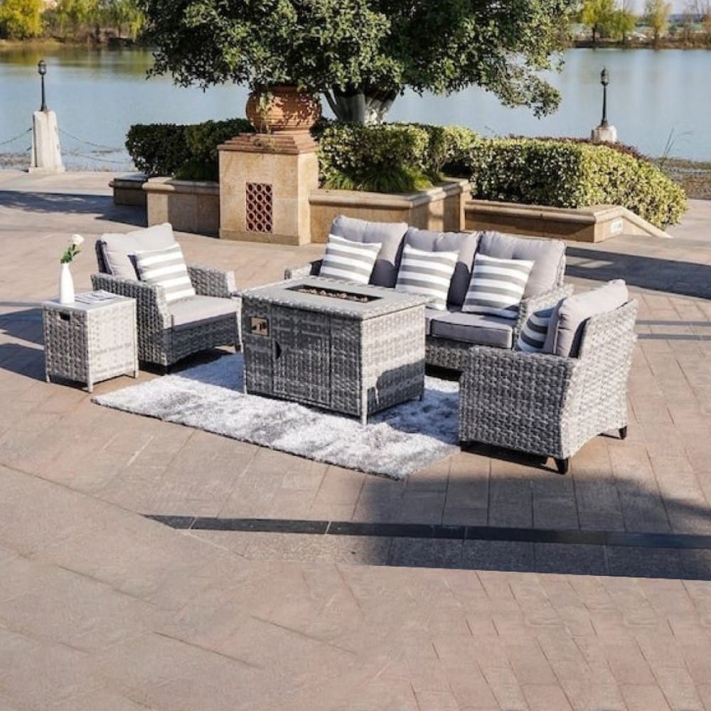 Direct Wicker Grace 5-Piece Wicker Patio Sofa Conversation Set with ...