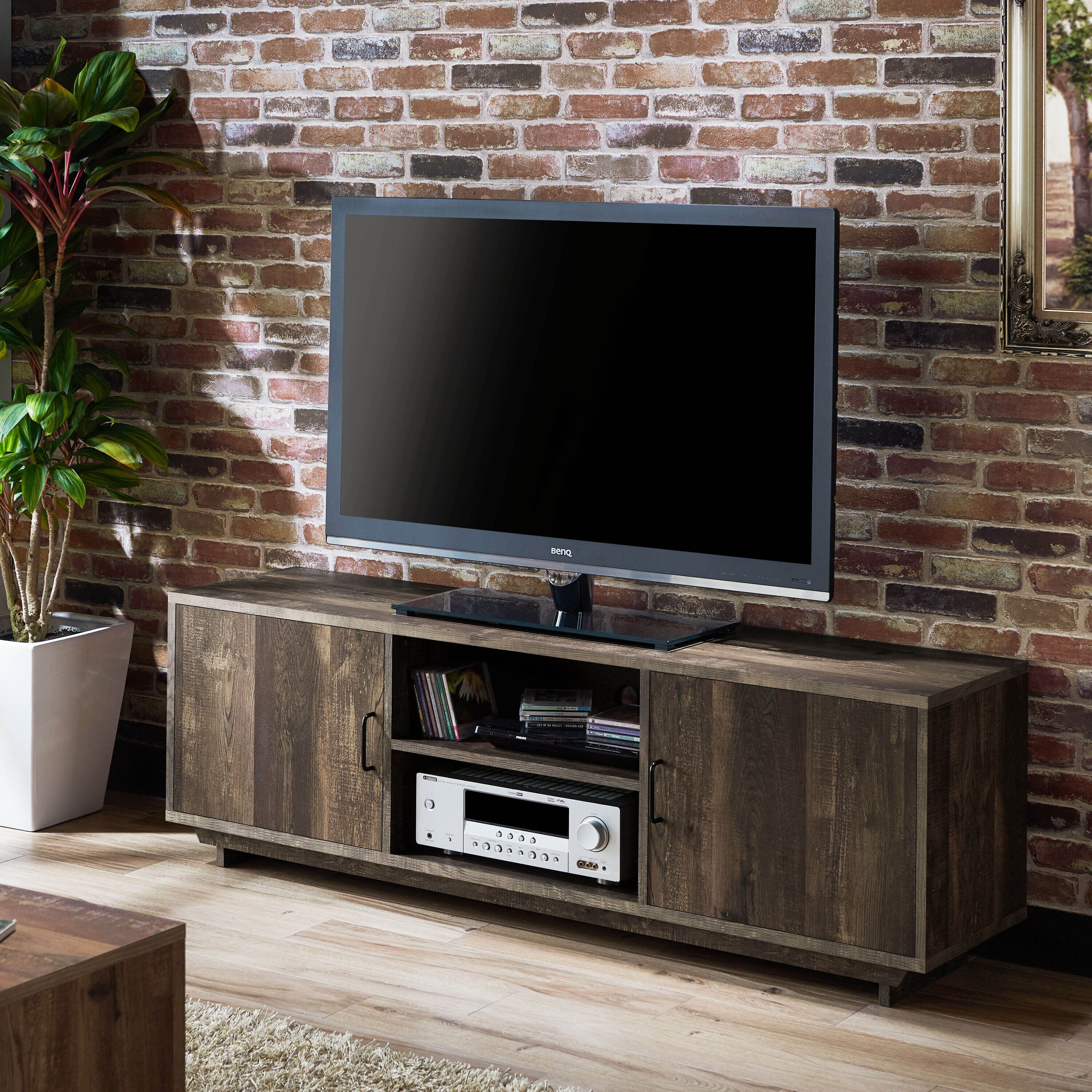 Furniture of America FGI-1785C25 Pendleton Farmhouse/Rustic Reclaimed oak TV stand ( Accommodates TVs up to 70-in )