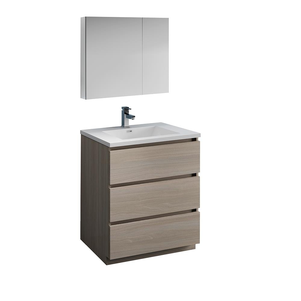 Fresca FVN9330MGO Lazzaro 30-in Gray Single sink Bathroom Vanity with White Acrylic Top