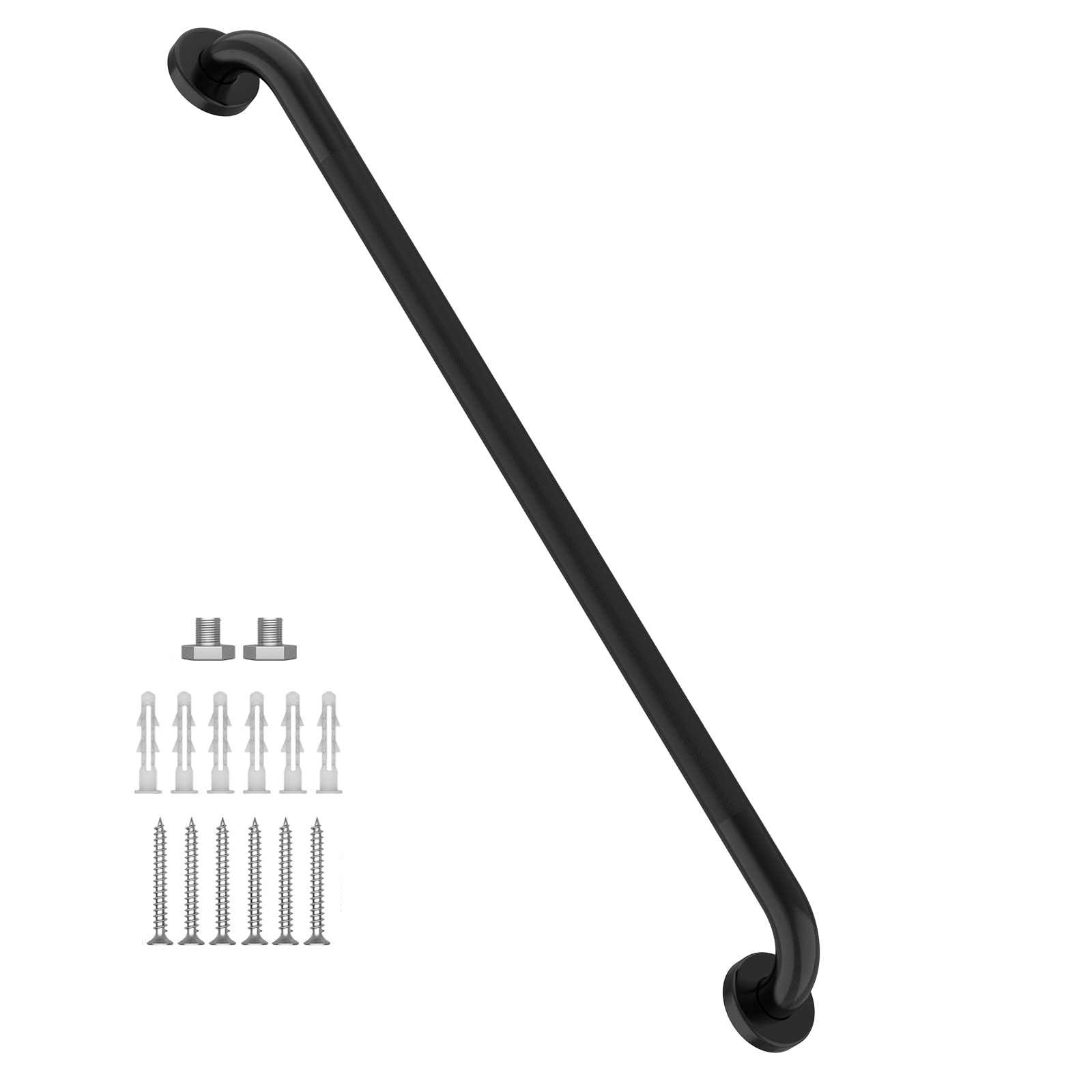 Phewnyzo  36 Inch Shower Grab Bar Oil Rubbed Black Munzong Anti Slip Bathroom Grab Bar Knurled Bathroom Balance Bar Safety Hand Rail Support Handicap