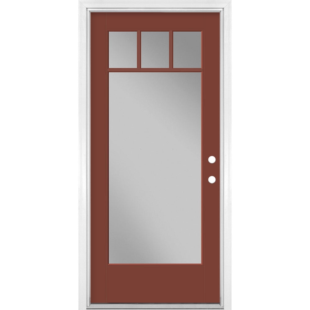 Masonite 1524531 36-in x 80-in x 4-9/16-in Fiberglass Full lite Left-hand inswing Fox Tail Painted Prehung Single door Front Door with Brickmould Insulating core Simulated divided light