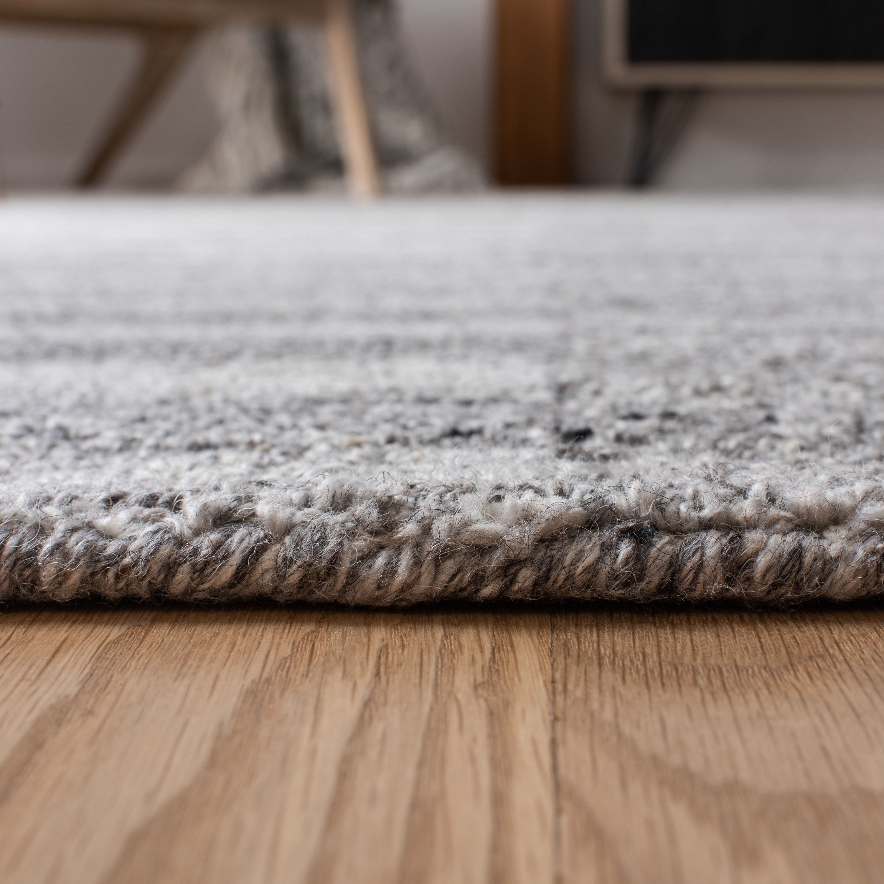 Gray Abstract Handmade Wool Runner Rug