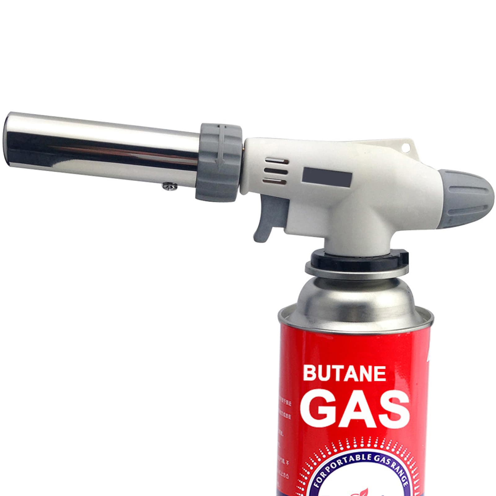 Etokfoks  Metal Culinary Torch Head for Butane Tank Only with Adjustable Flame Reverse Use Piezo Ignition for Cooking BBQ and Crafts