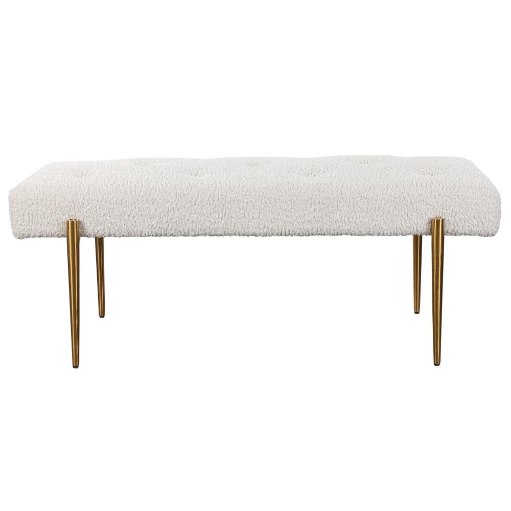 Global Direct 23572 Midcentury Brushed Brass Accent Bench 49.5-in x 20-in x 19-in