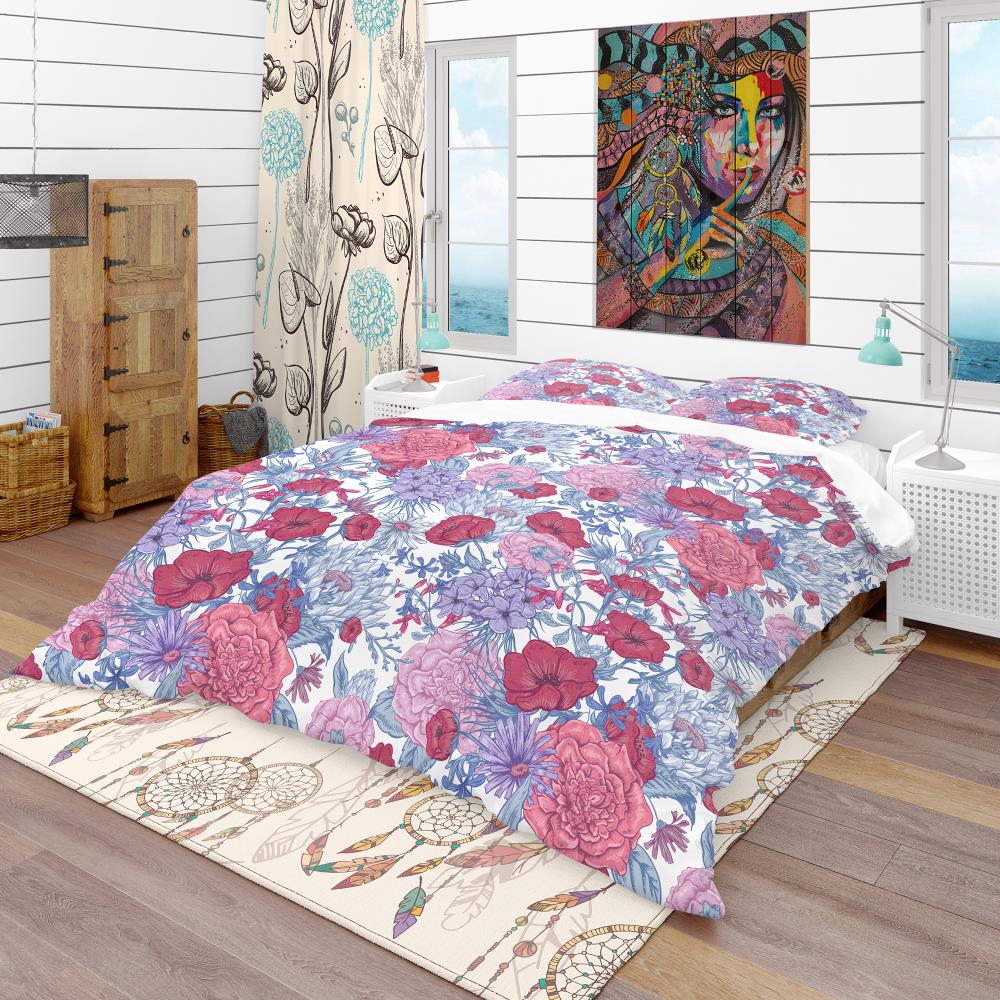 Designart BED18935-K 3 -Piece Purple King Duvet cover Set