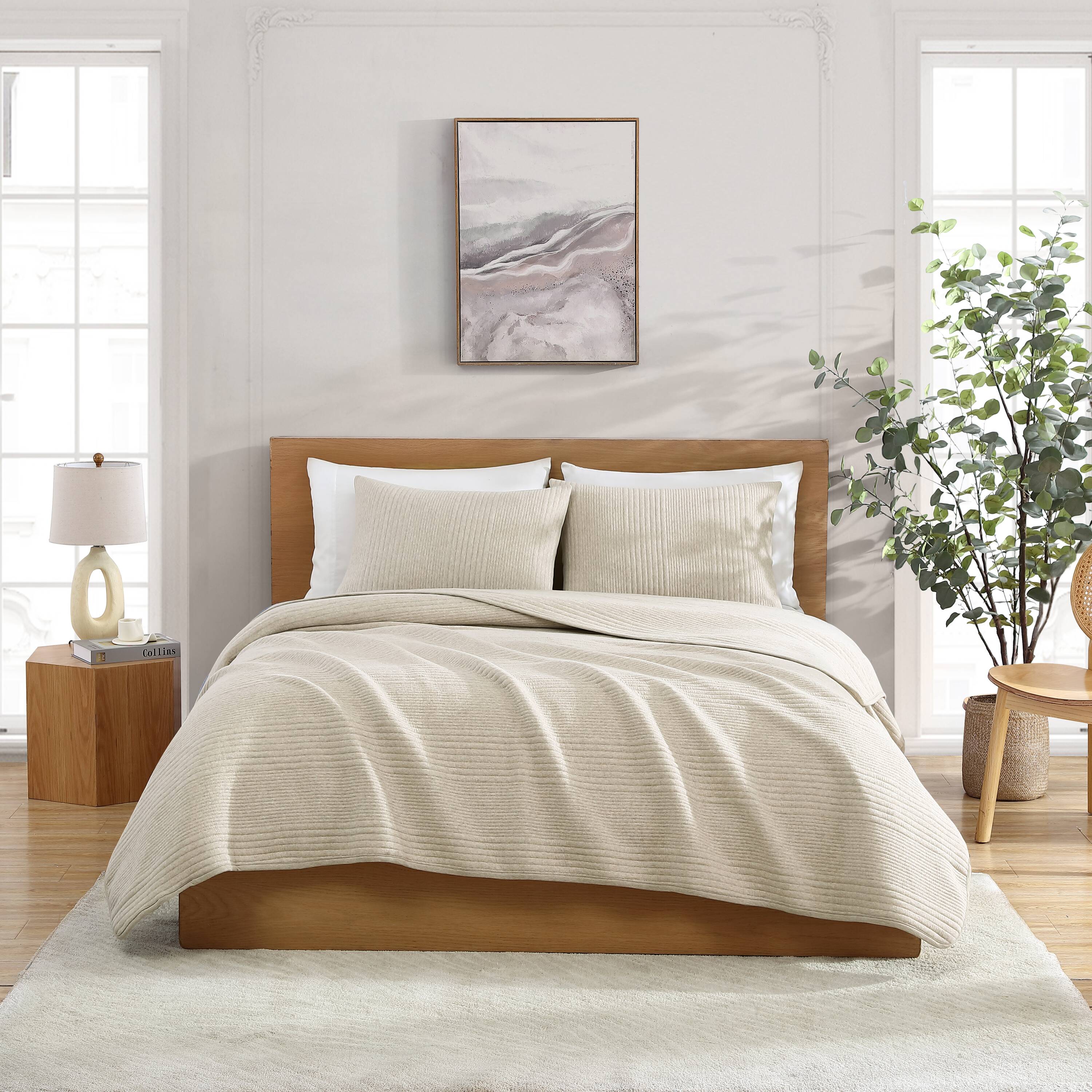 Brielle Home Atlas Jersey 2-Piece Taupe Twin Quilt Set at Lowes.com