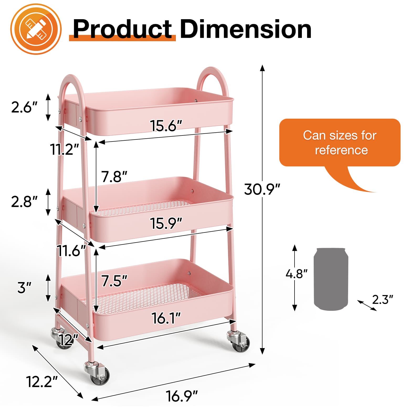 Sweetcrispy L-SN-TC3L-PK Utility-Carts - View #8